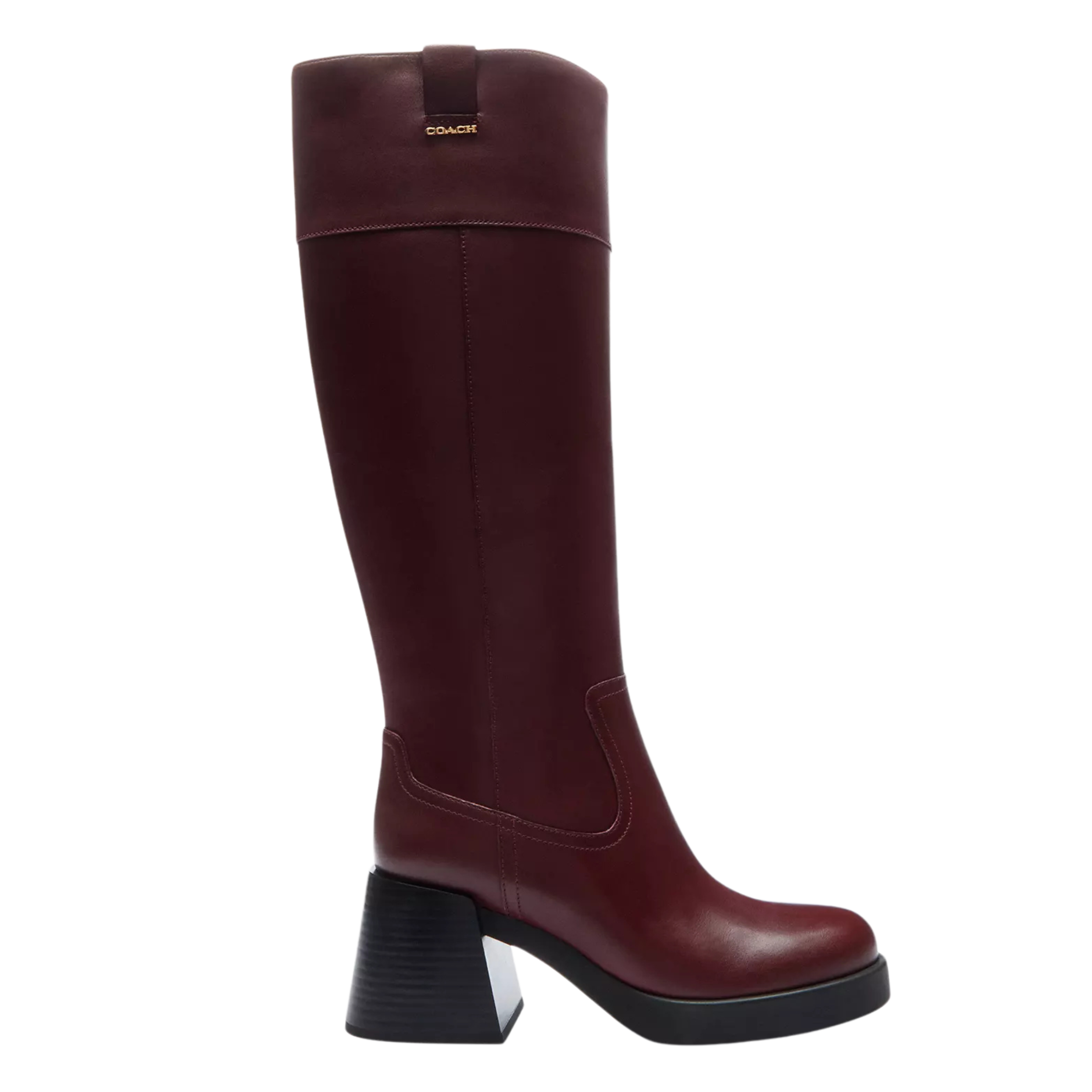 COACH Women's Block Heel Tall Boot - Dark Wine