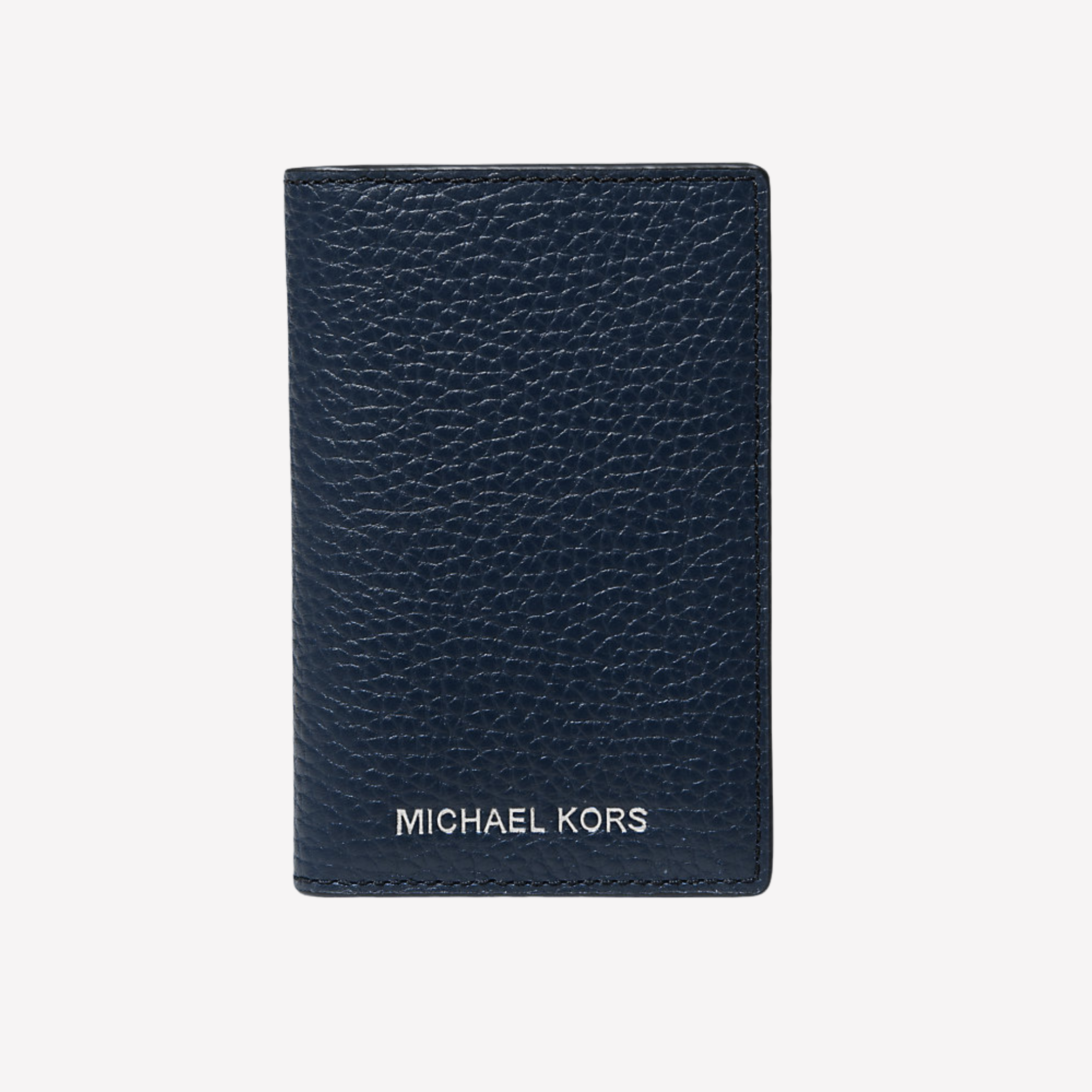 Michael Kors Hudson Pebbled Leather Bi-Fold Card Case - Navy