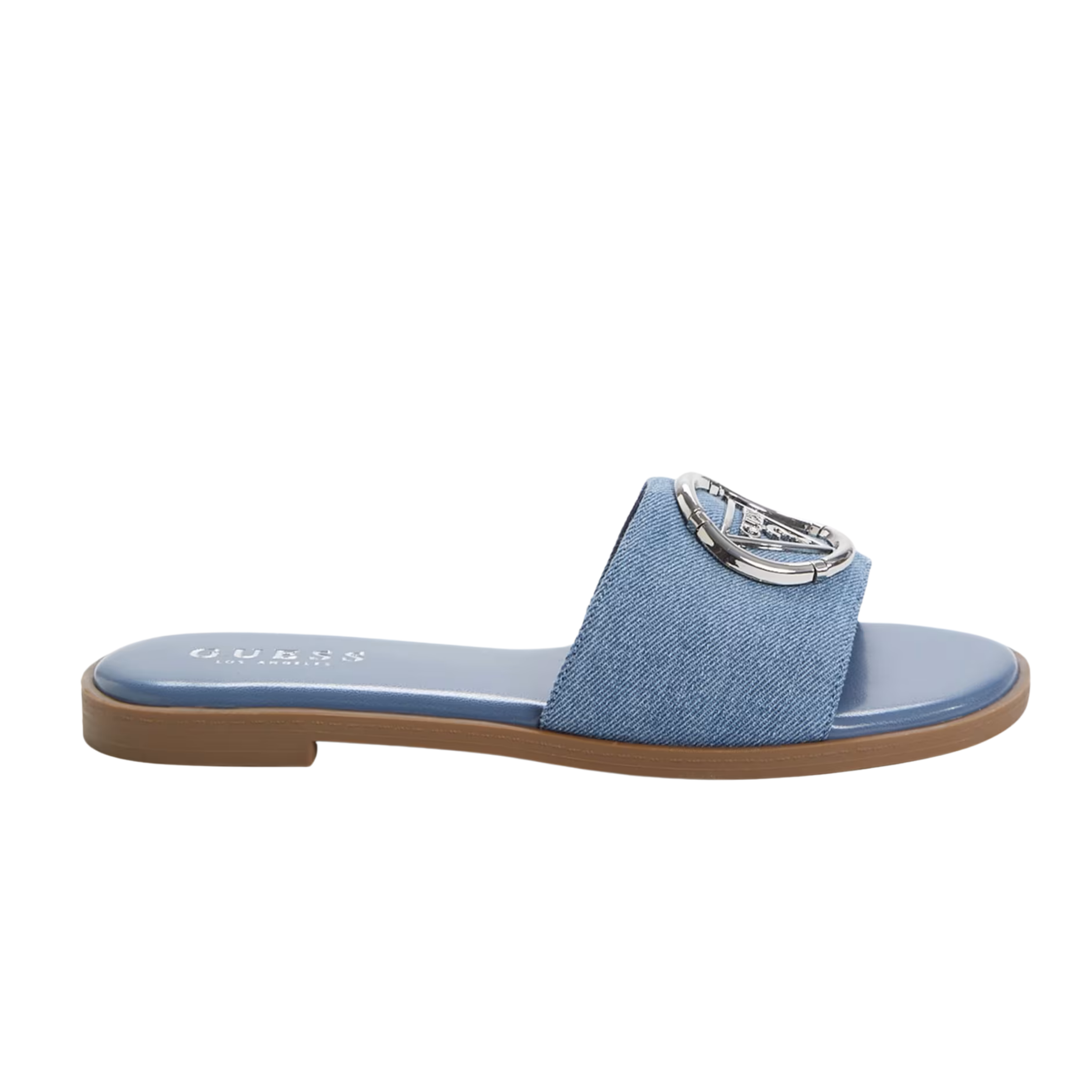 Guess Women Magnify Faux-Leather Beach Slides - Blue