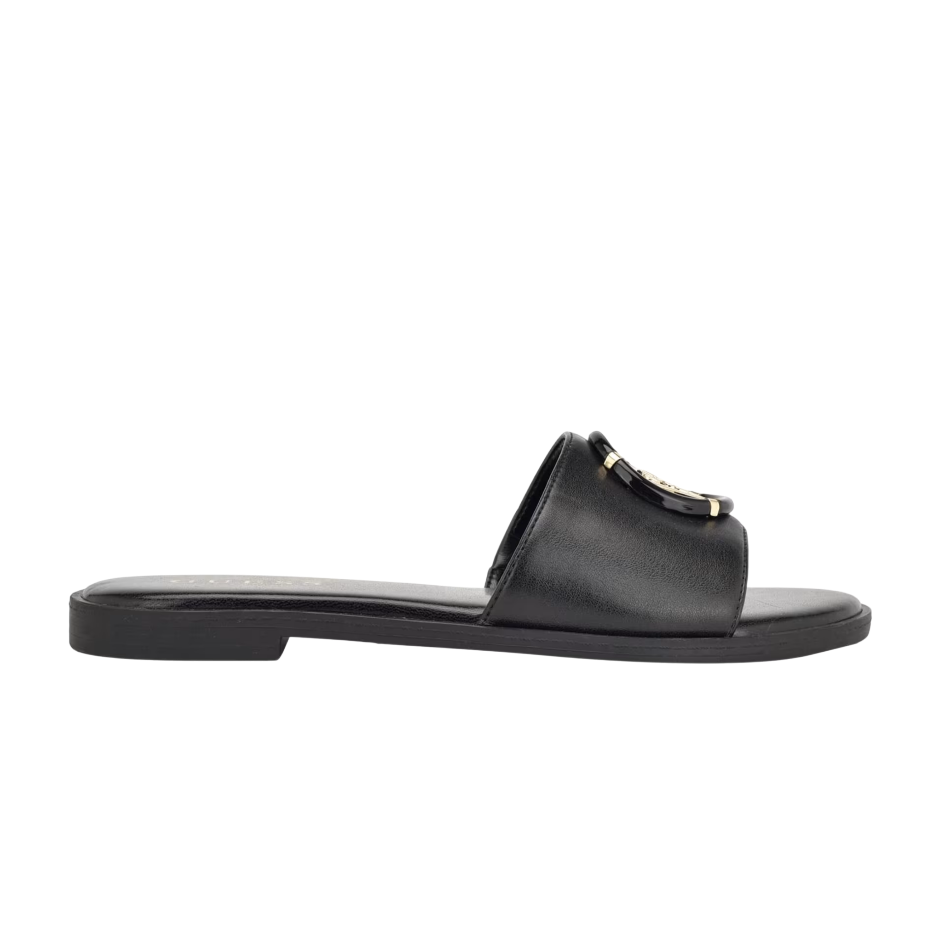 Guess Women Magnify Faux-Leather Beach Slides - Black