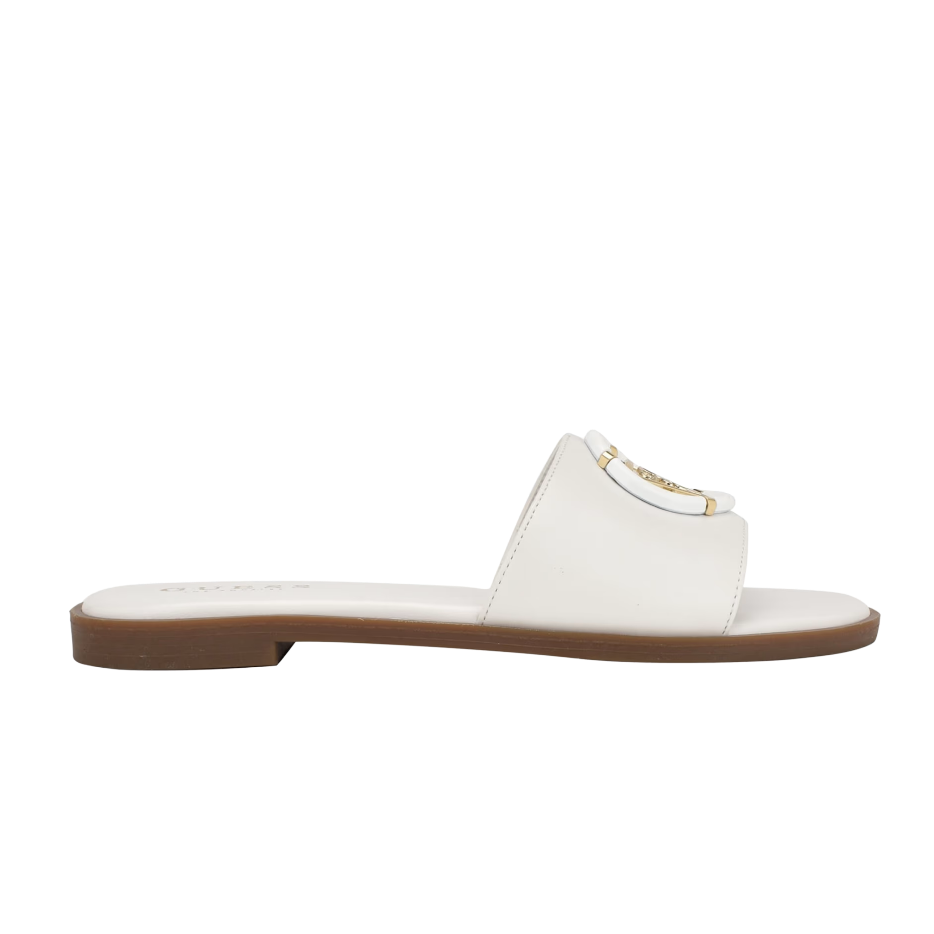 Guess Women Magnify Faux-Leather Beach Slides - White