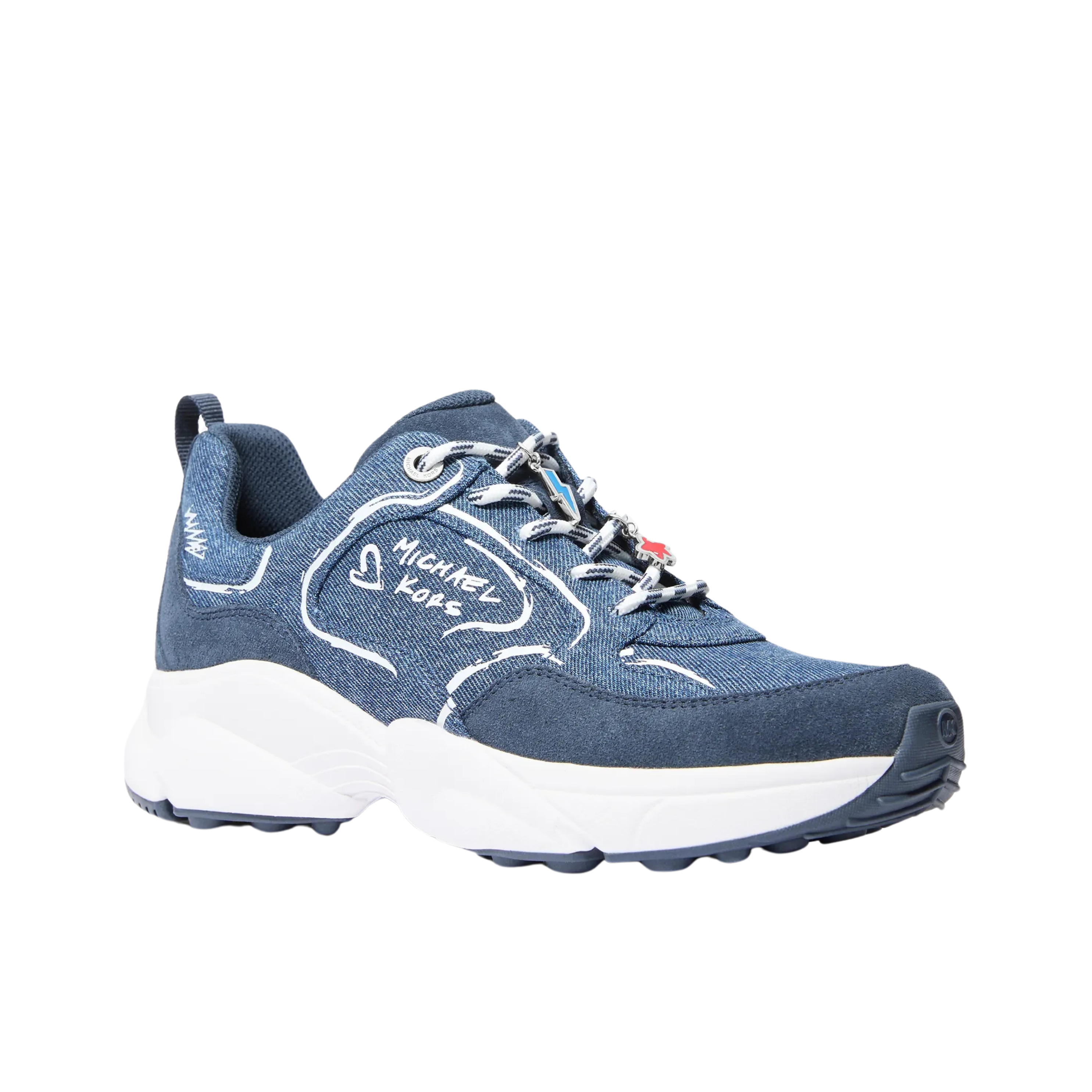 Michael Kors Women Jett Embellished Denim Trainer - Dk Vt Bluwsh