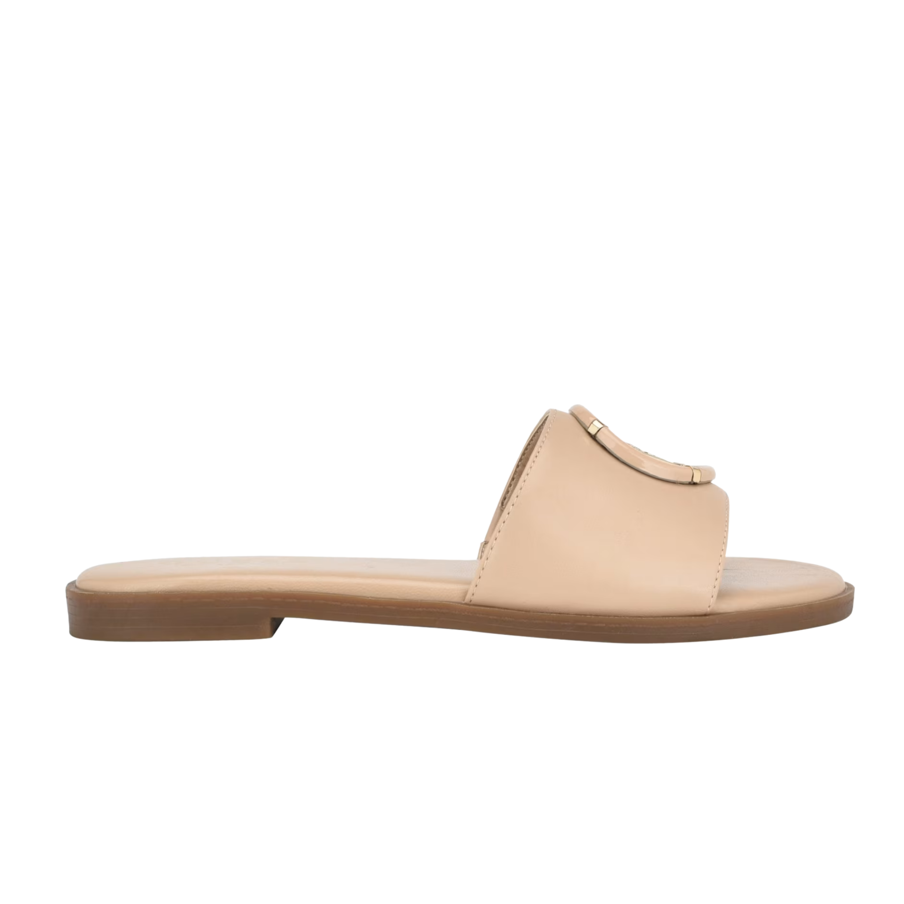 Guess Women Magnify Faux-Leather Beach Slides - Beige