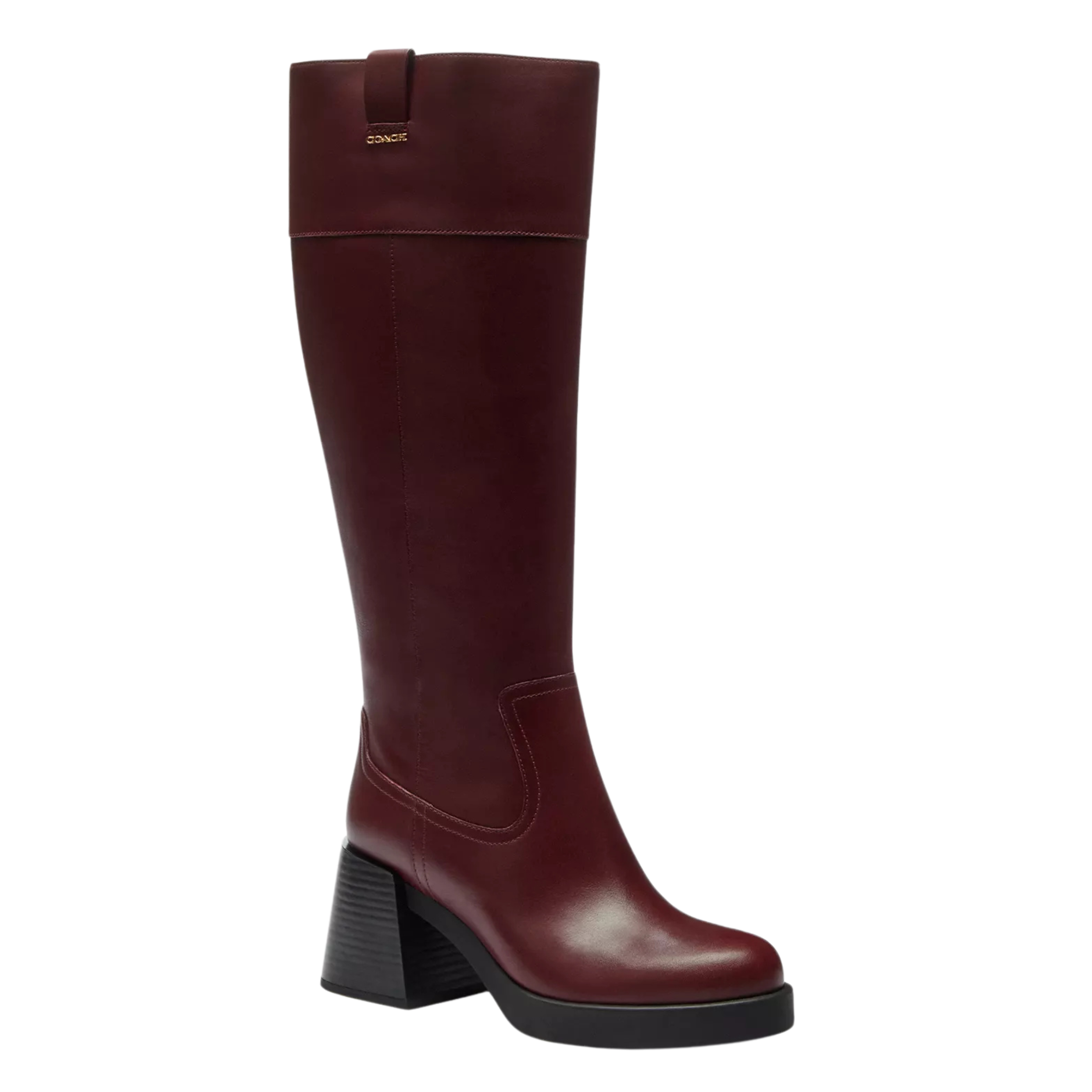 COACH Women's Block Heel Tall Boot - Dark Wine
