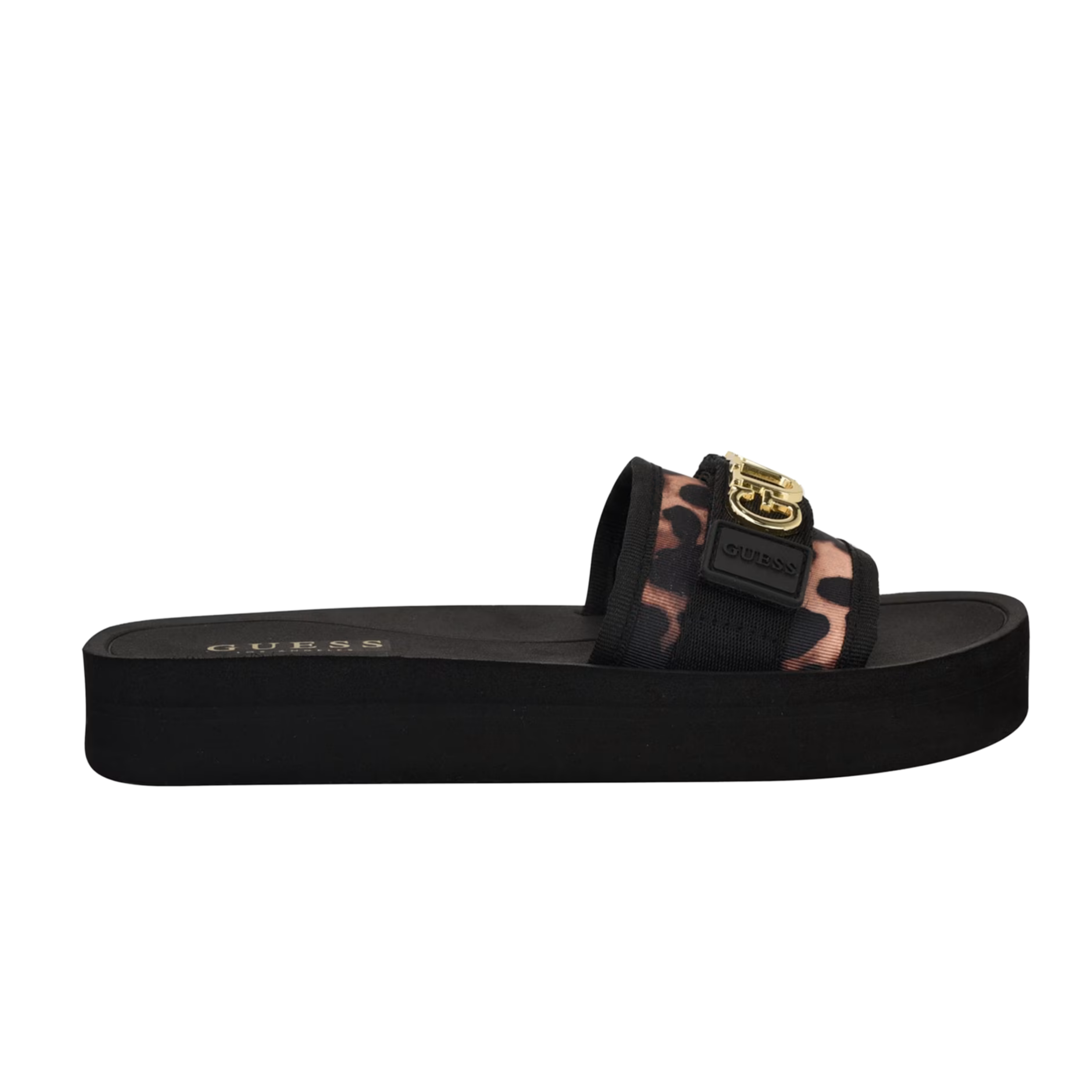 Guess Women Peers Logo Slide Sandals - Black Animal