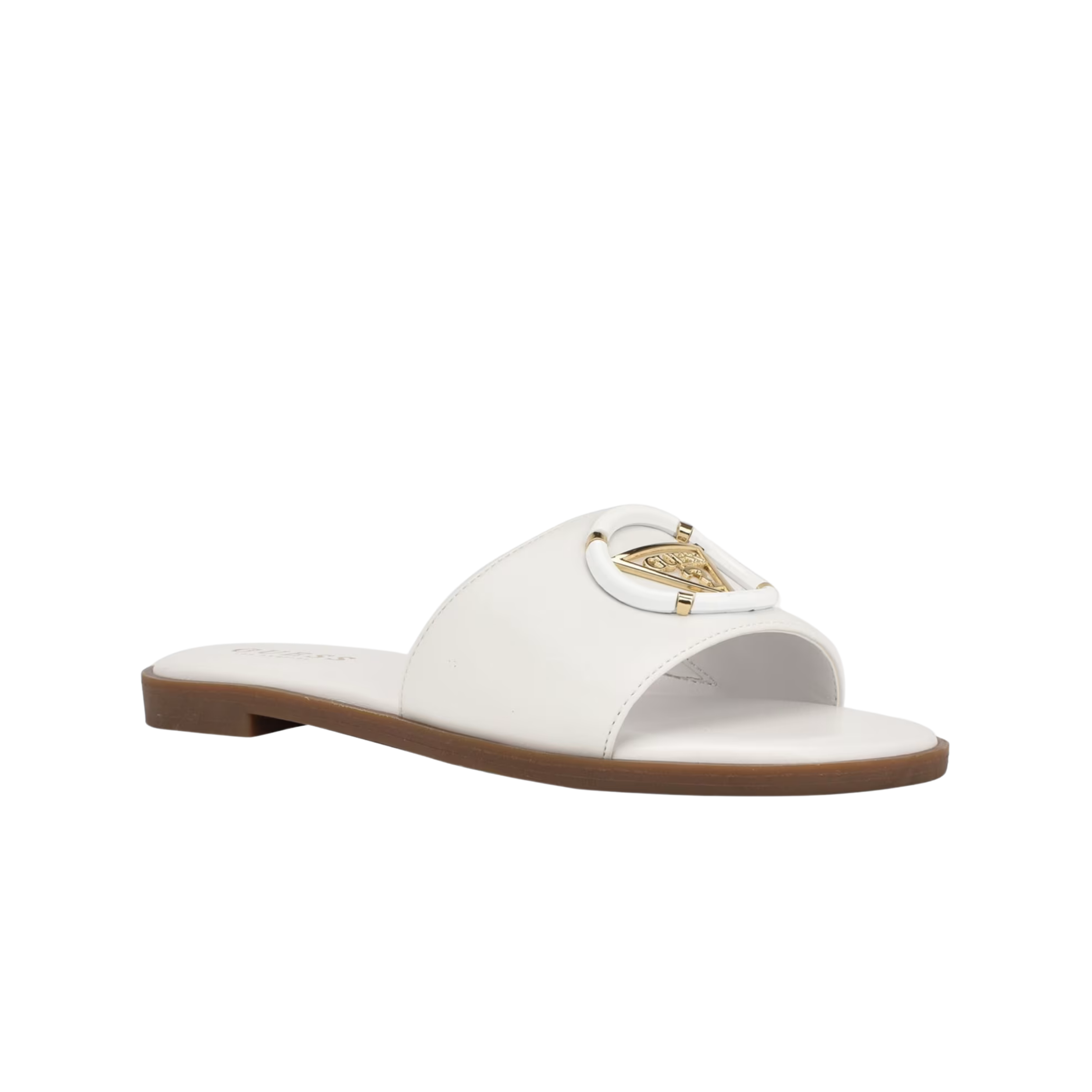 Guess Women Magnify Faux-Leather Beach Slides - White