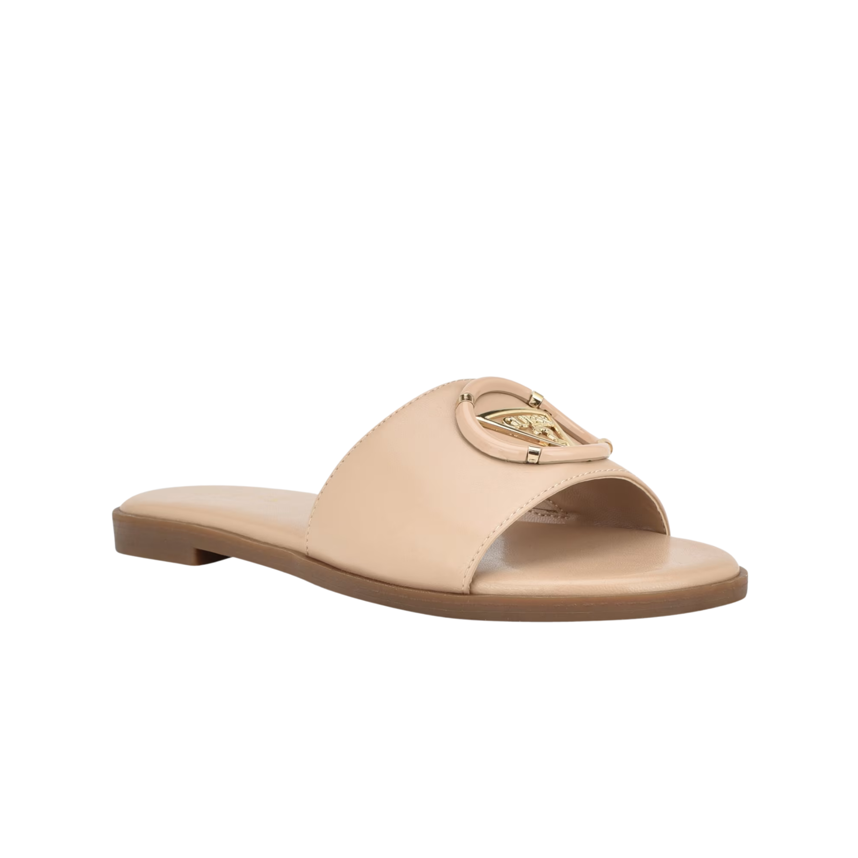 Guess Women Magnify Faux-Leather Beach Slides - Beige