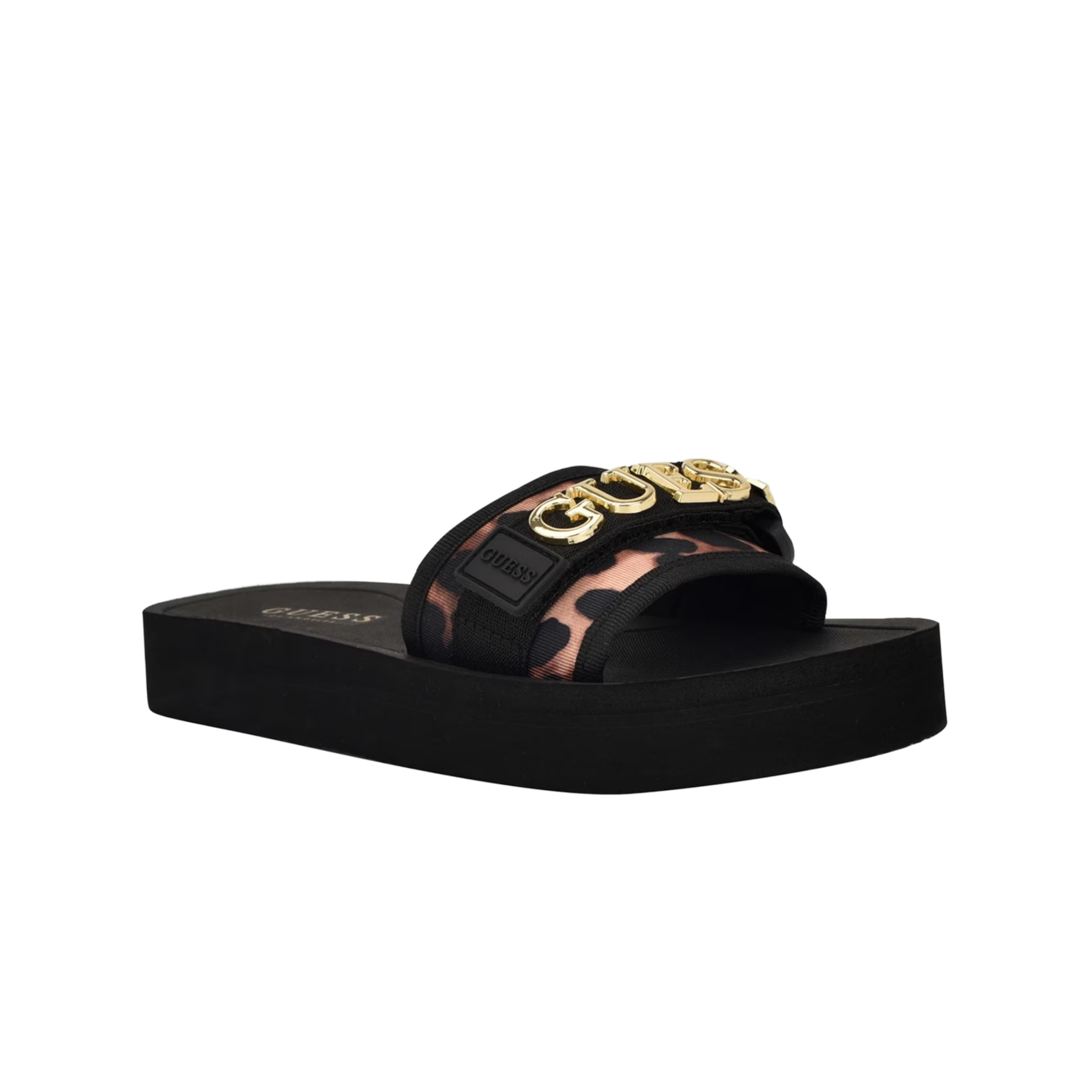 Guess Women Peers Logo Slide Sandals - Black Animal