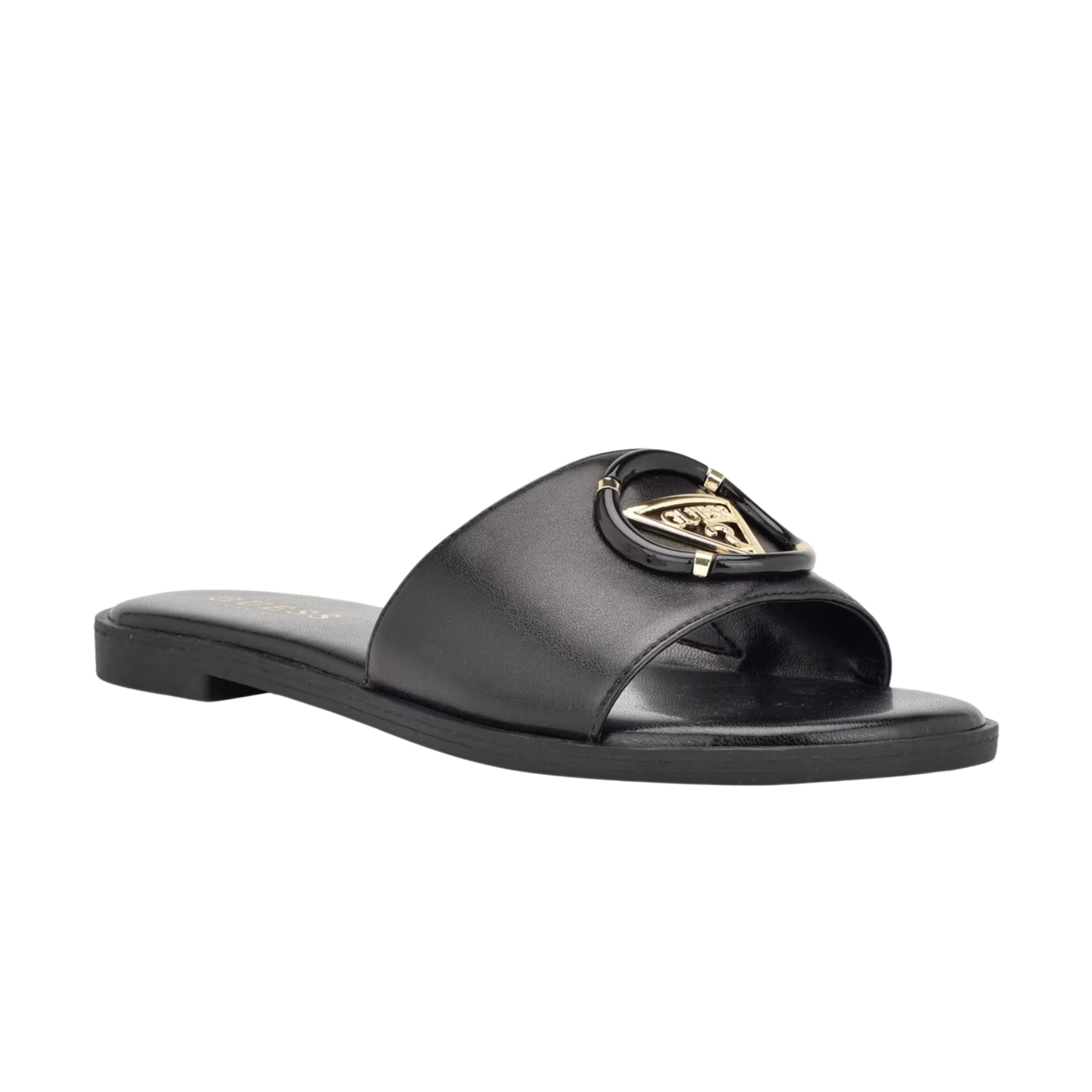 Guess Women Magnify Faux-Leather Beach Slides - Black