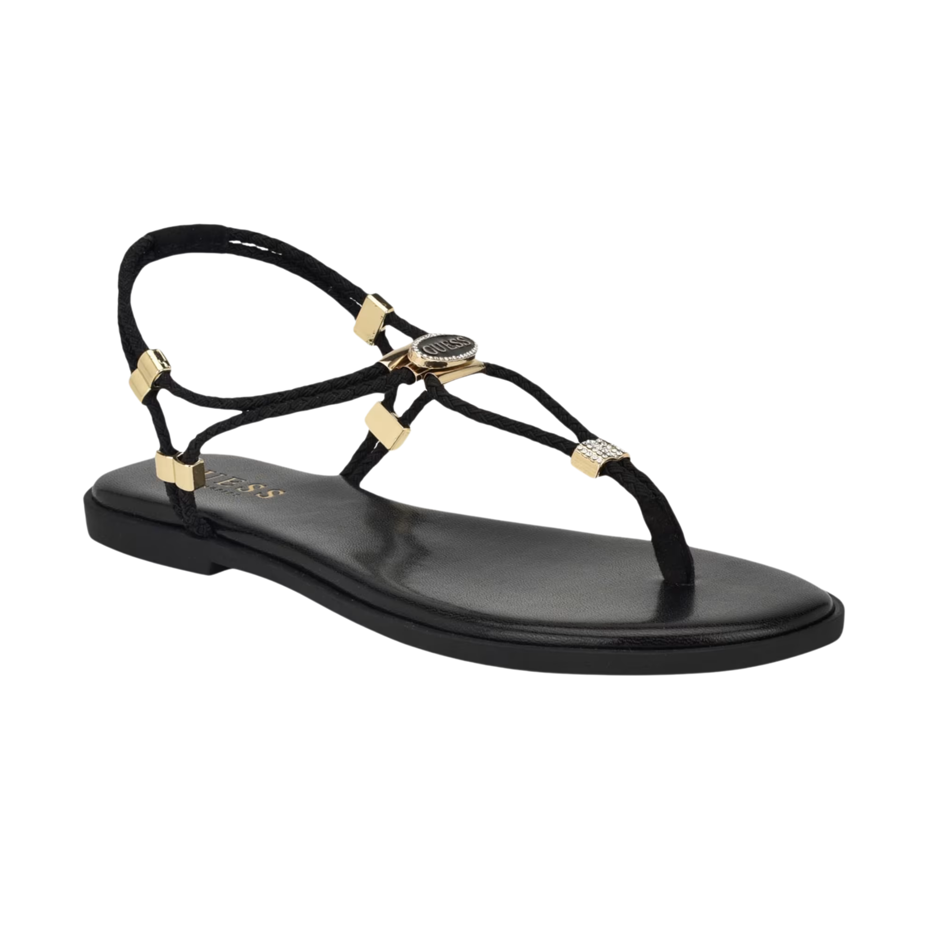 Guess Women Casens Stretch Cord Backstrap Sandals - Black