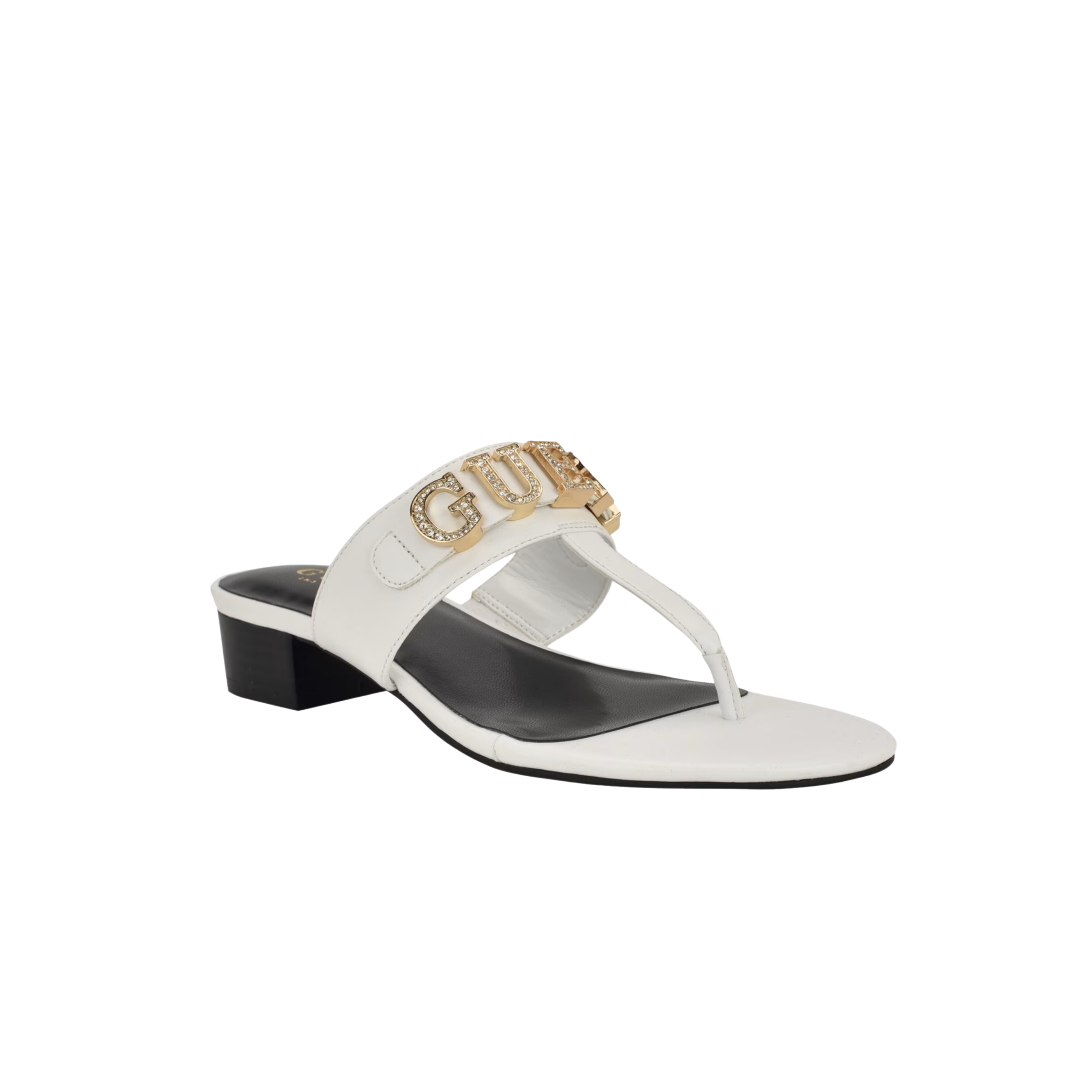 Guess Women Lites T-Strap Block Heel Sandals - White