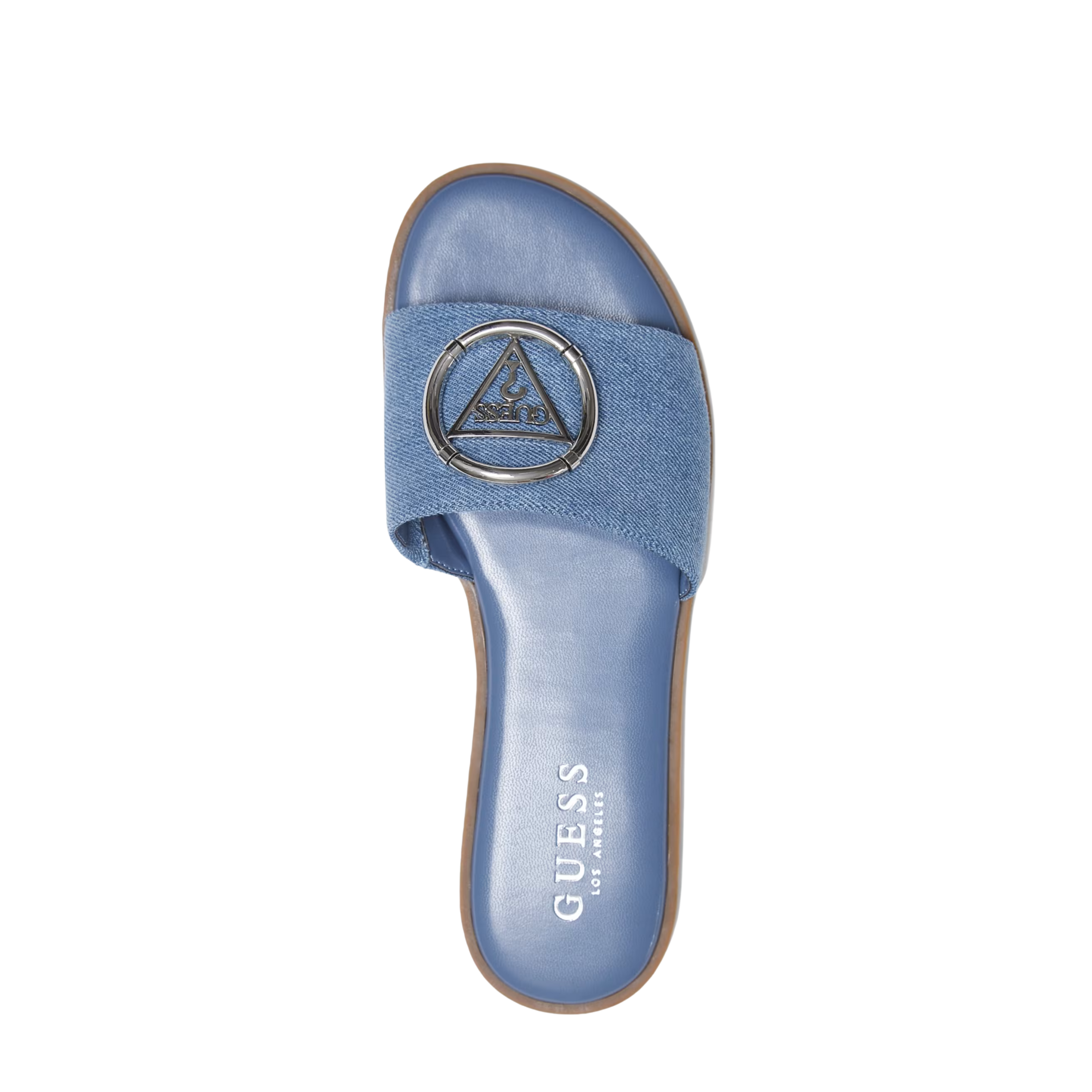 Guess Women Magnify Faux-Leather Beach Slides - Blue