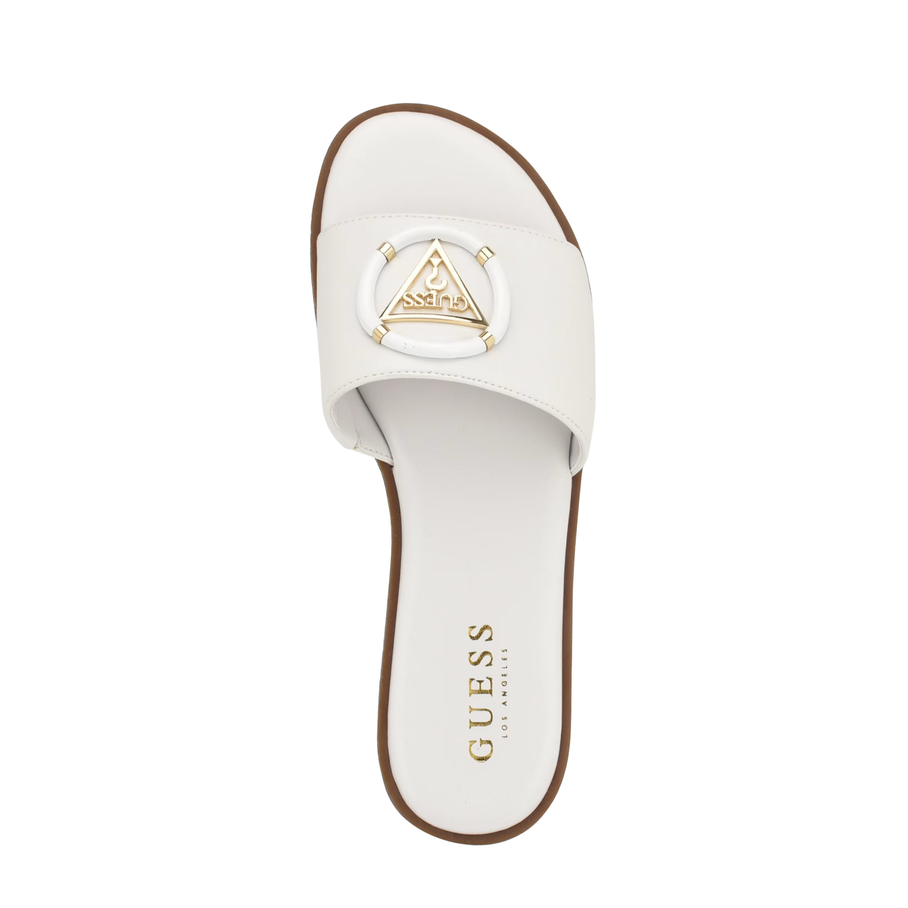 Guess Women Magnify Faux-Leather Beach Slides - White
