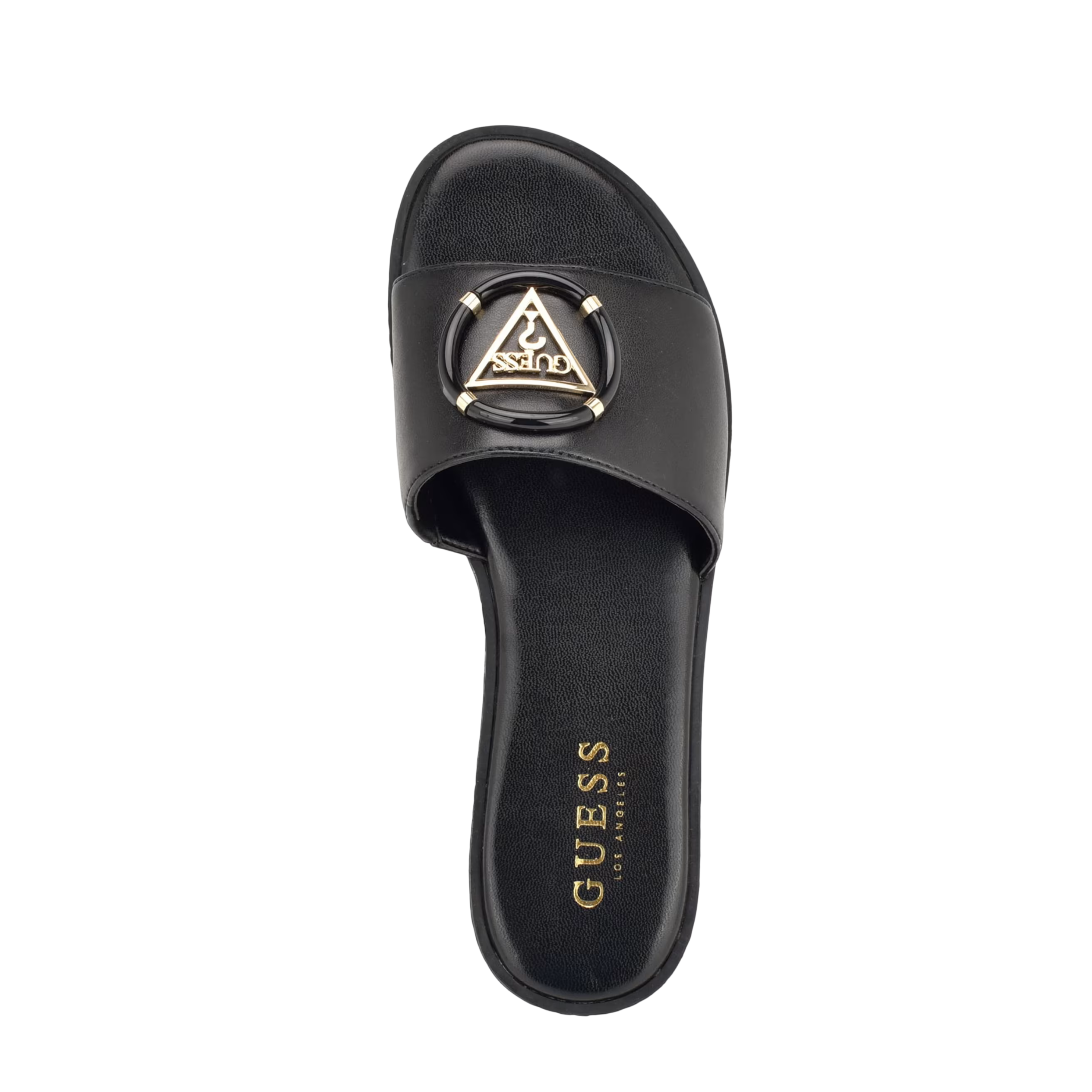 Guess Women Magnify Faux-Leather Beach Slides - Black