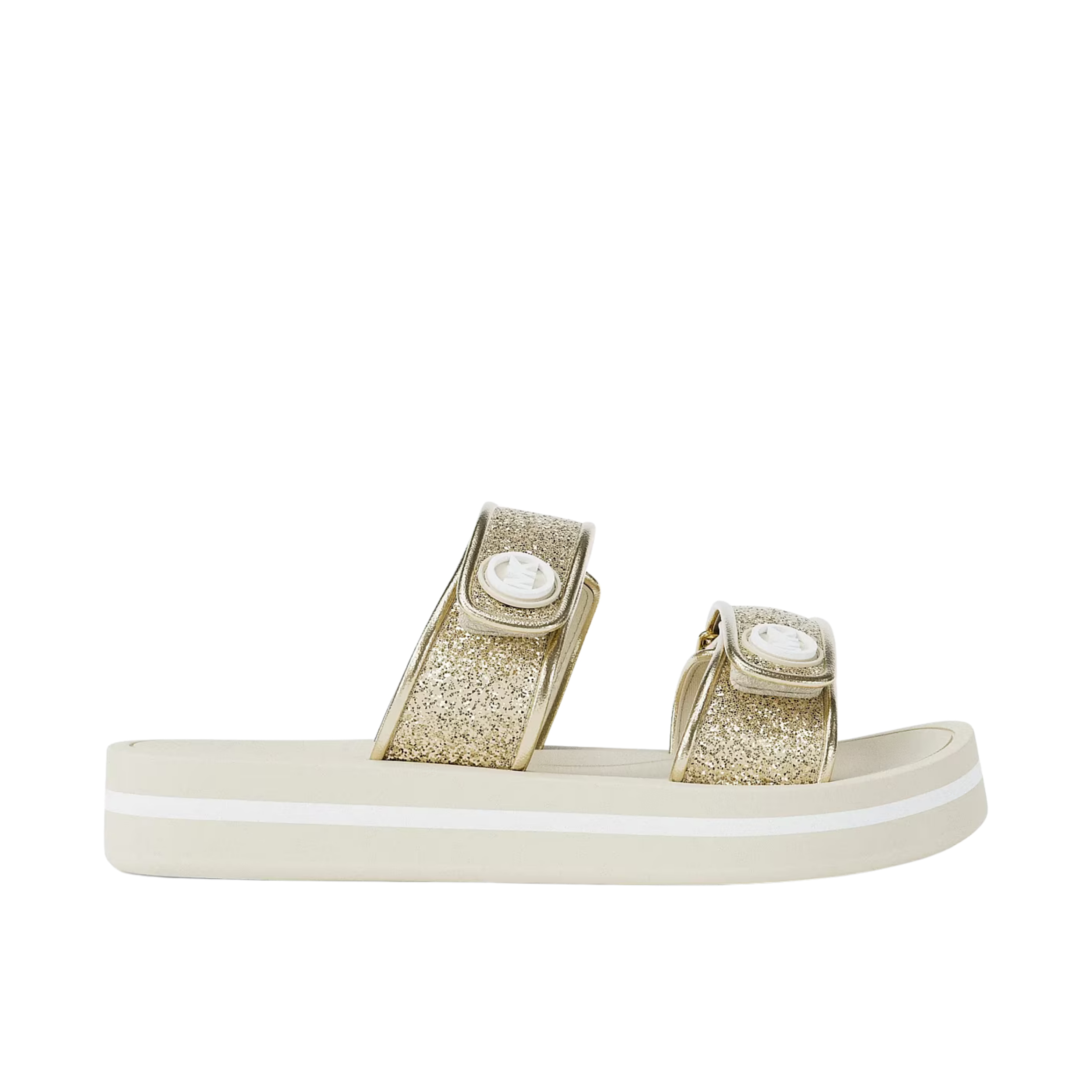 Michael Kors Women Foster Glitter Embellished Slide Sandal - Pale Gold