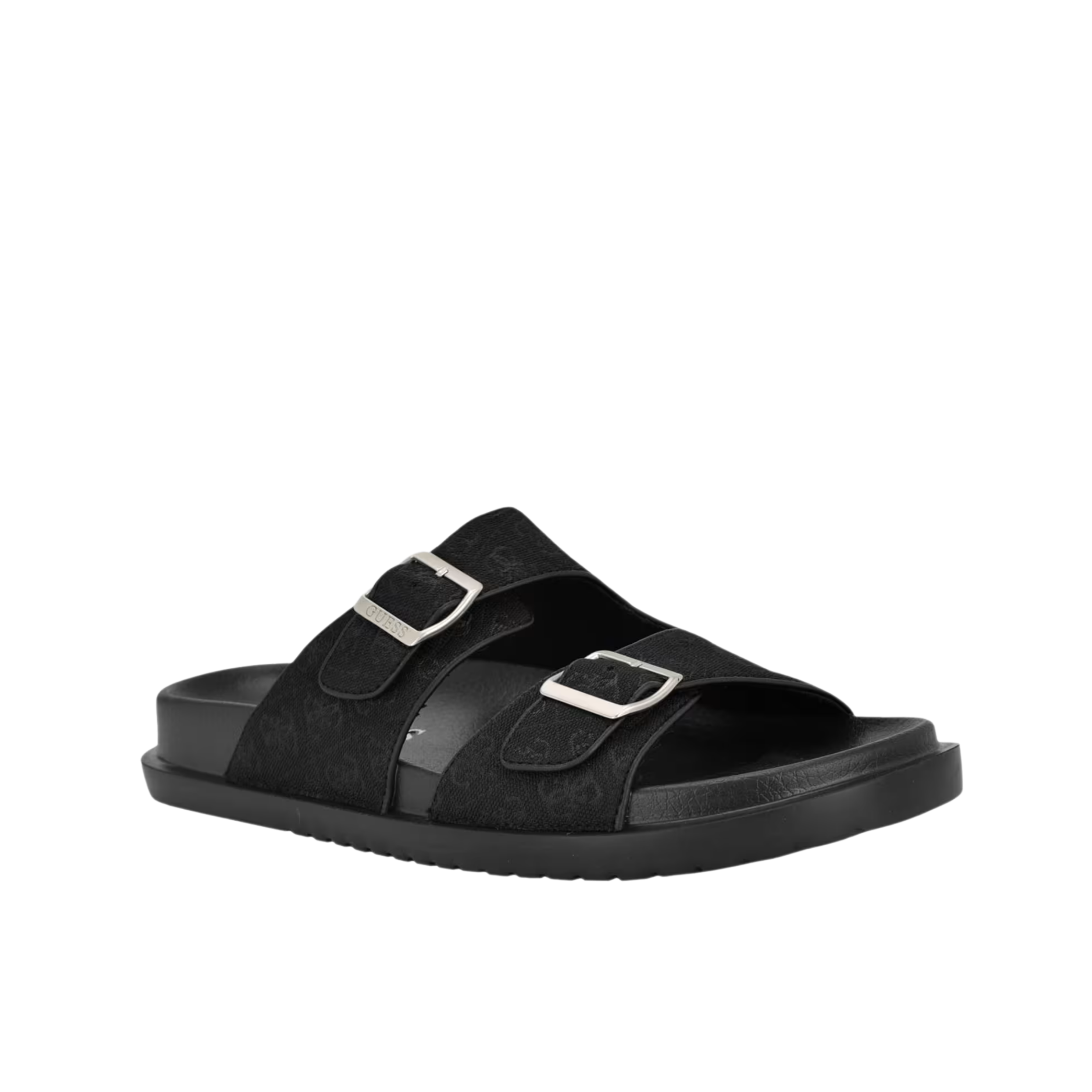 Guess Men Verone Jacquard Quattro G Dual Stap Slides - Black