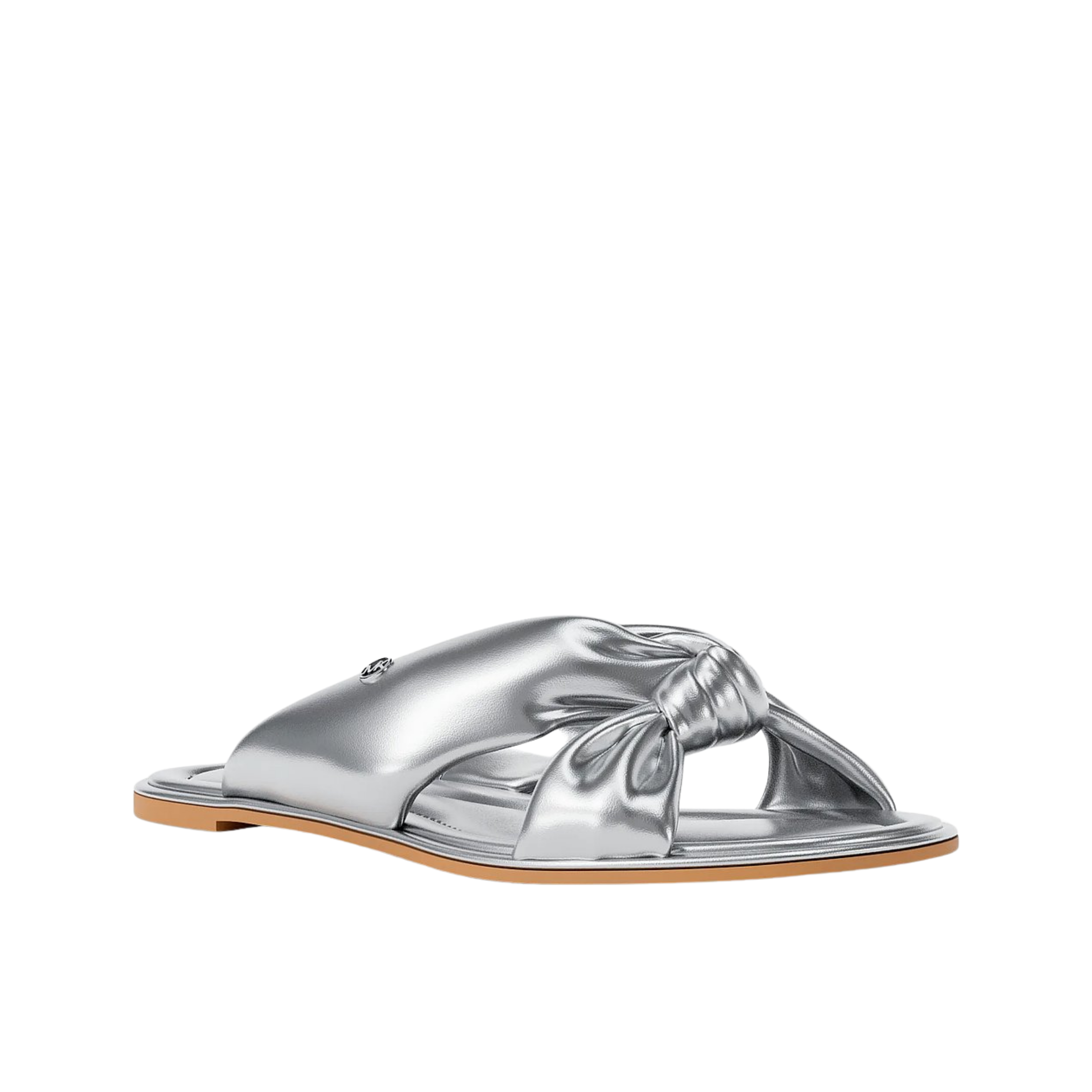 Michael Kors Women Elena Metallic Slide Sandal - Silver
