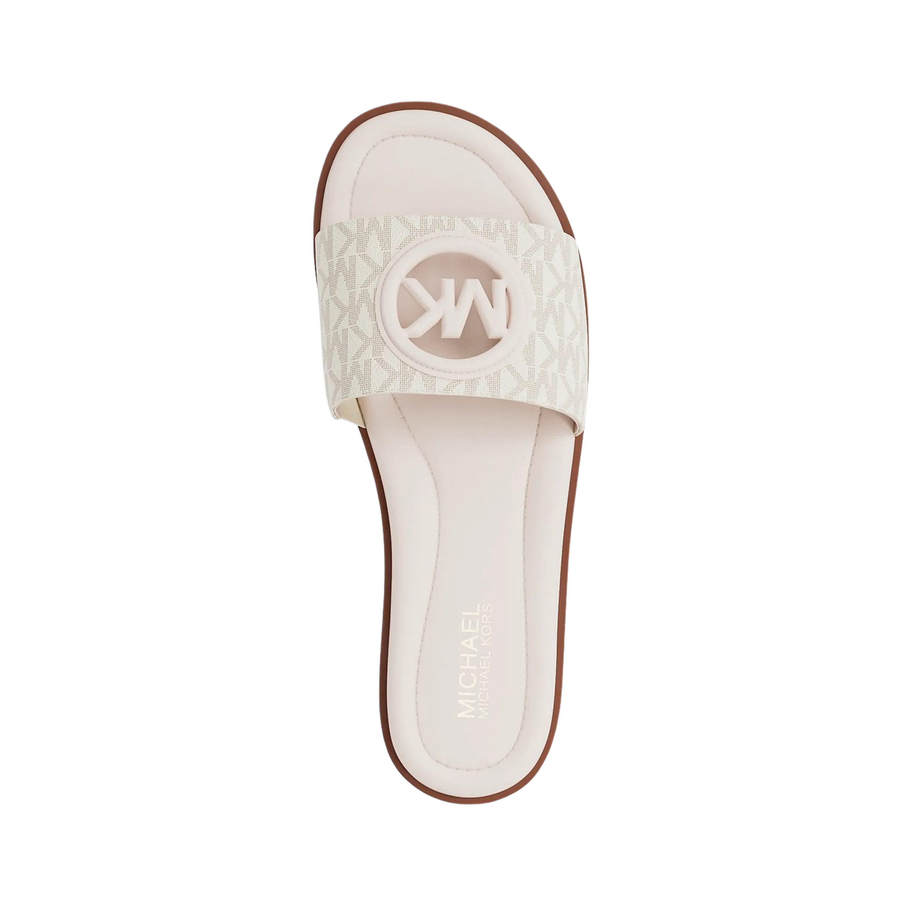 Michael Kors Women Carissa Signature Logo Slide Sandal - Vainilla Combo
