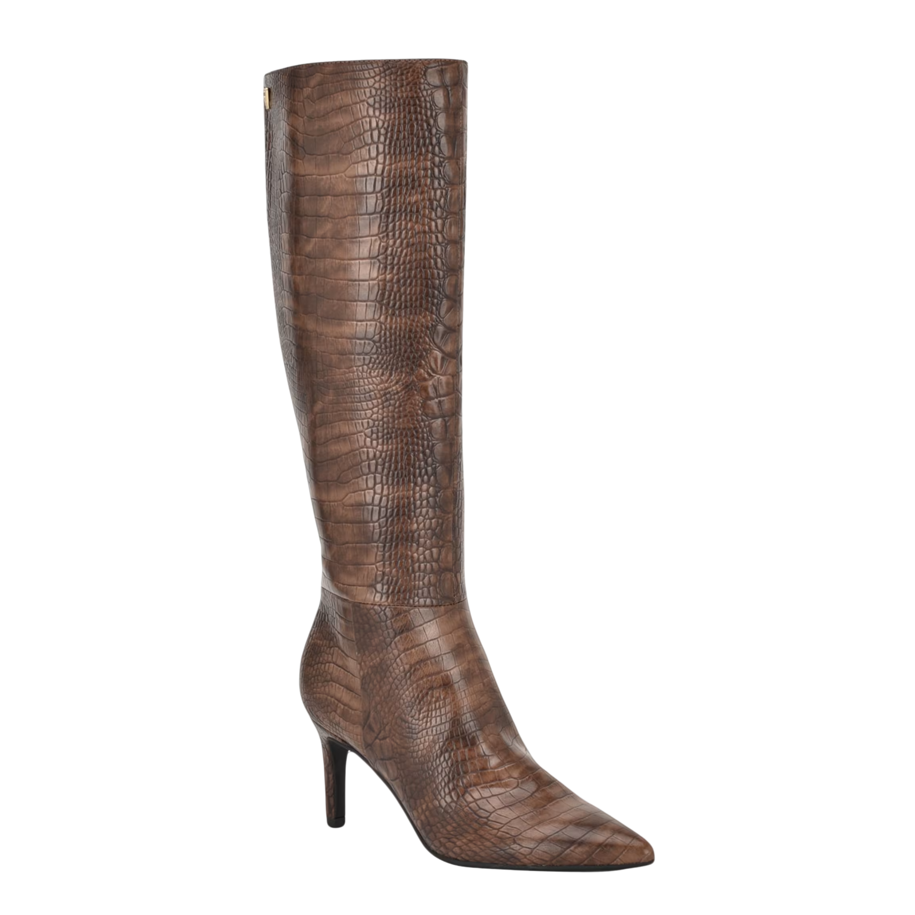 Guess Women Anorra Croc-Embossed Tall Boots - Brown