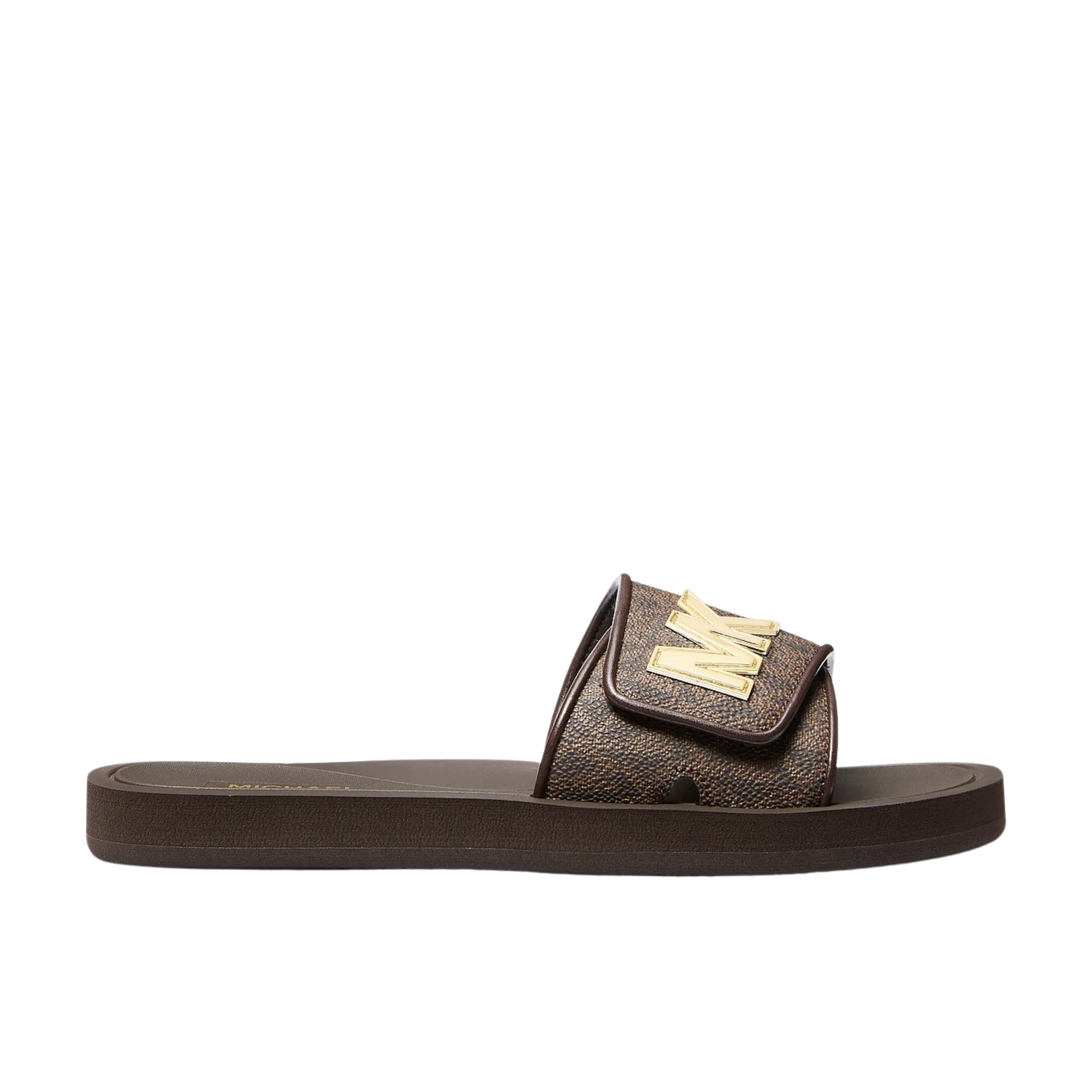 Michael Kors Women Palmer Signature Logo Slide Sandal - Brown