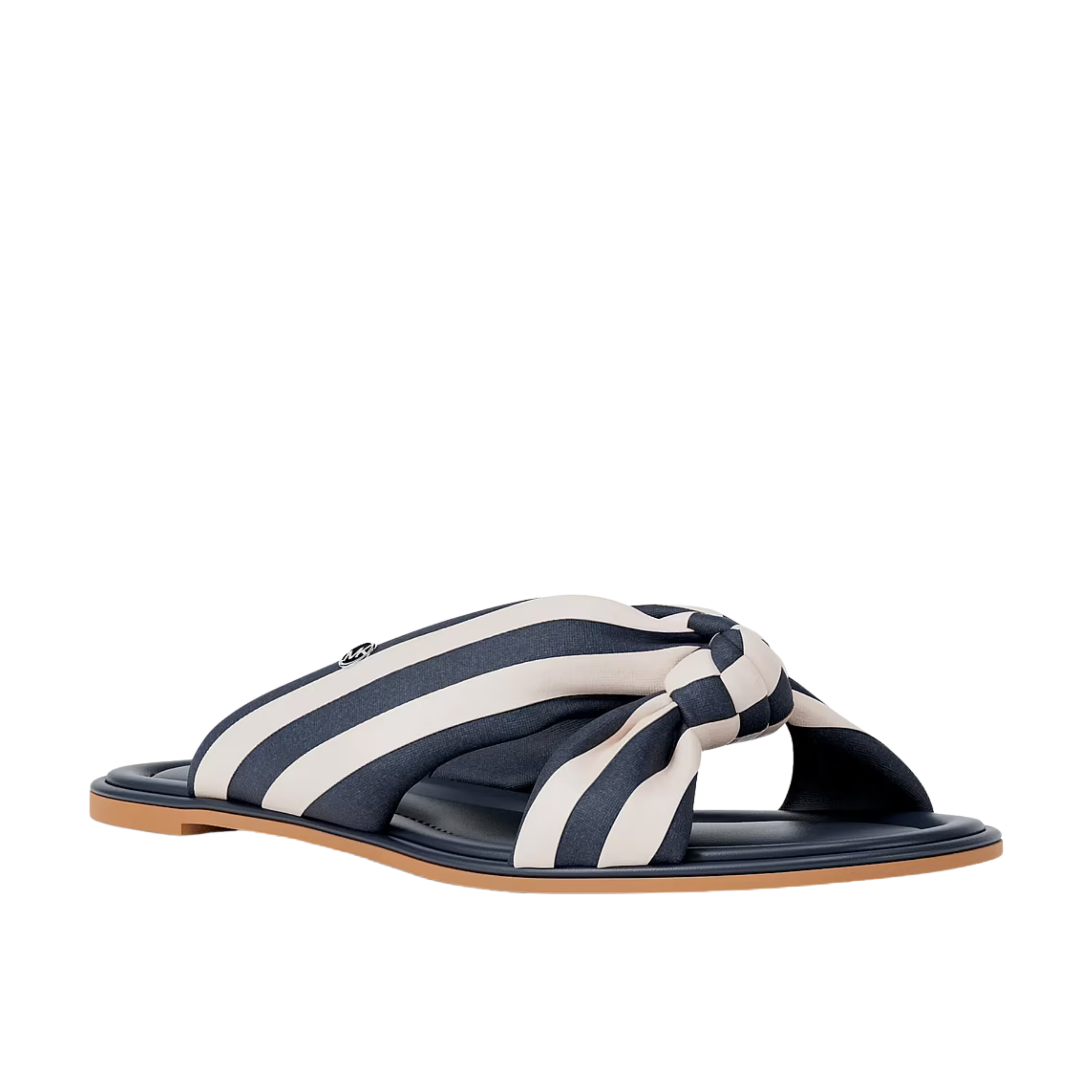 Michael Kors Women Elena Striped Linen Blend Slide Sandal - Navy