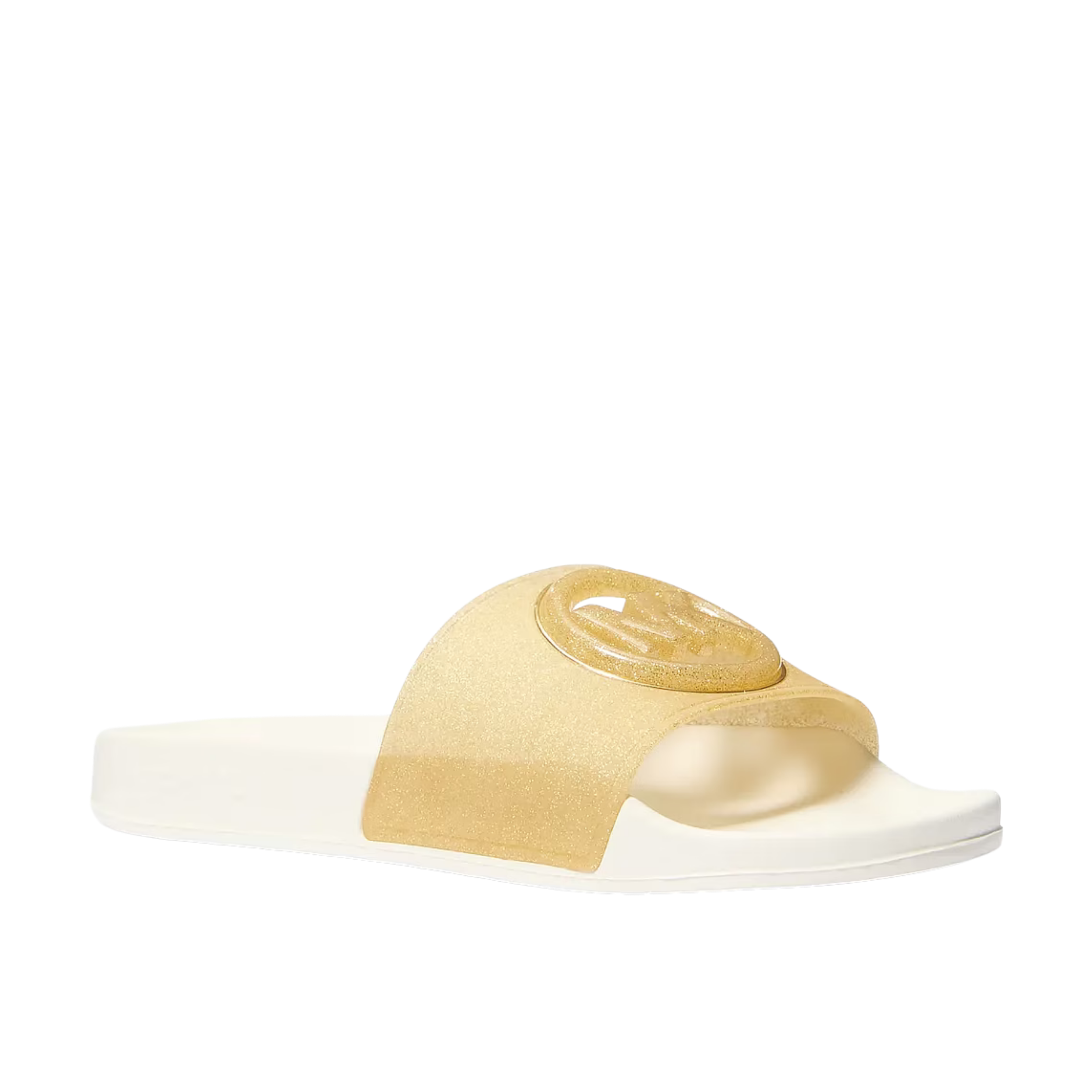 Michael Kors Women Penny Glitter Embellished PVC Slide Sandal - Pale Gold