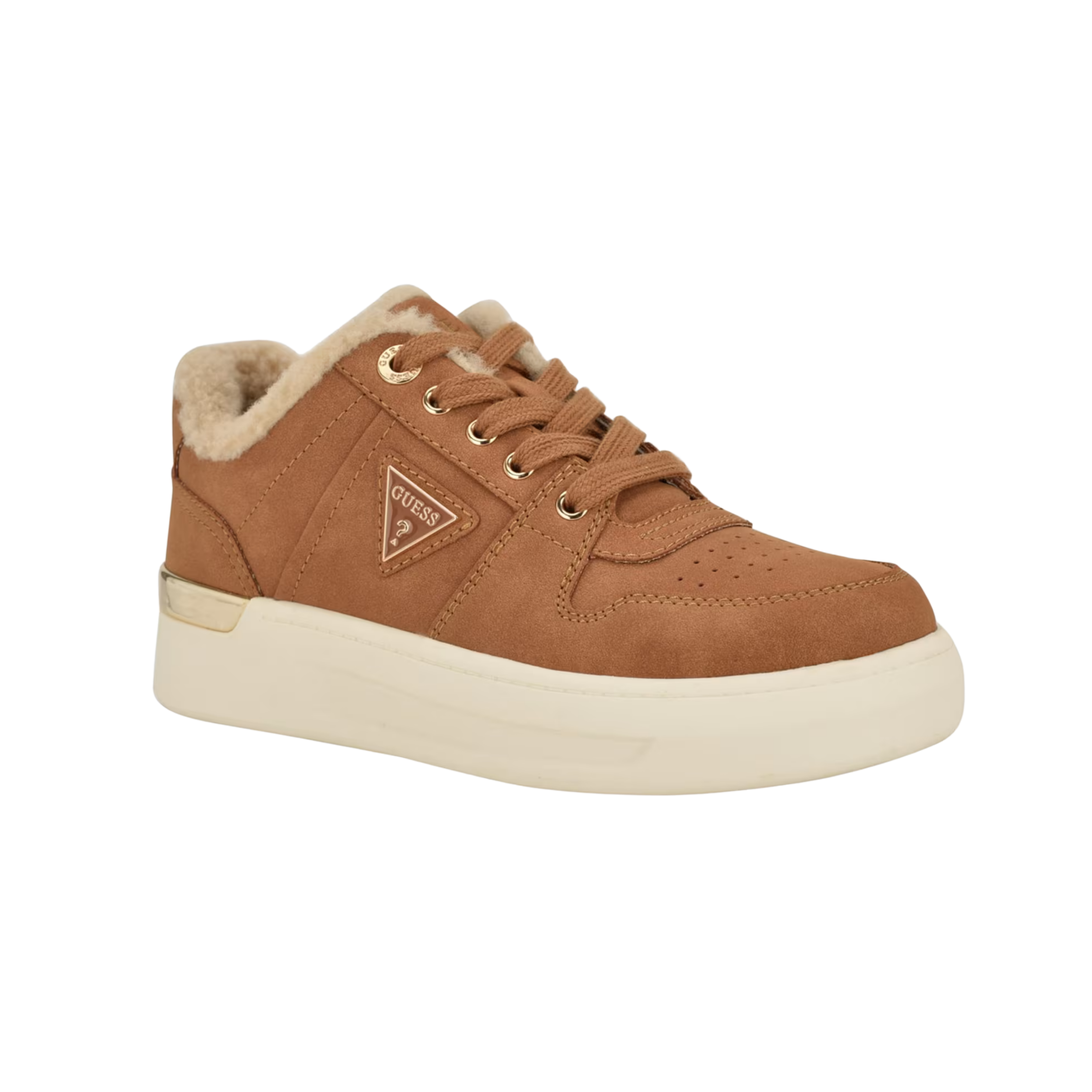 Guess Women Overria Sherpa Sneakers - Brown