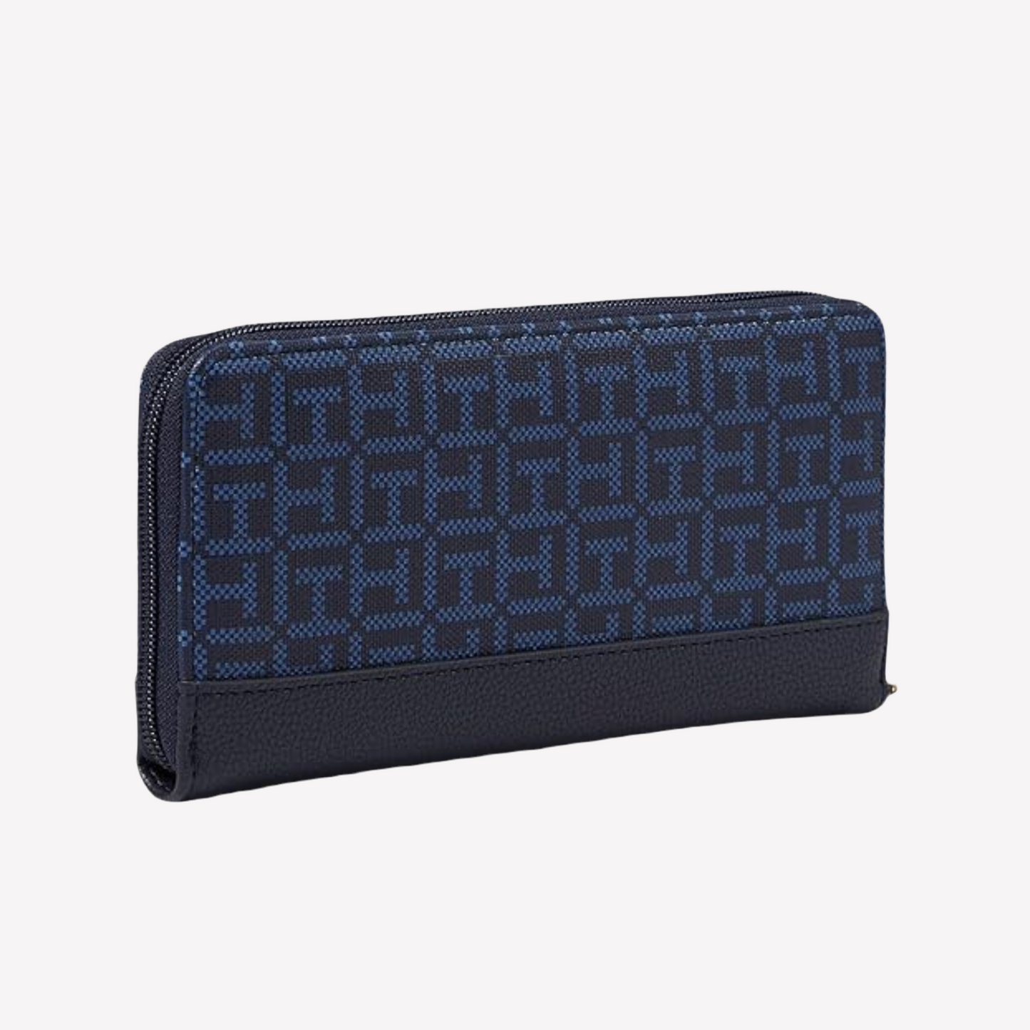 Tommy Hilfiger Jaclyn II Zip Around Wallet Coated Square Monogram - Navy/Charcoal Blue