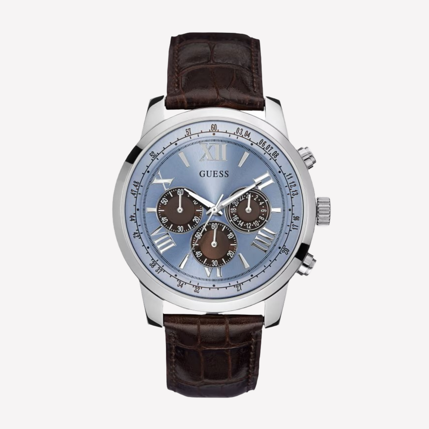 Guess Men Blue-Silver Multifunction Watch - Silver