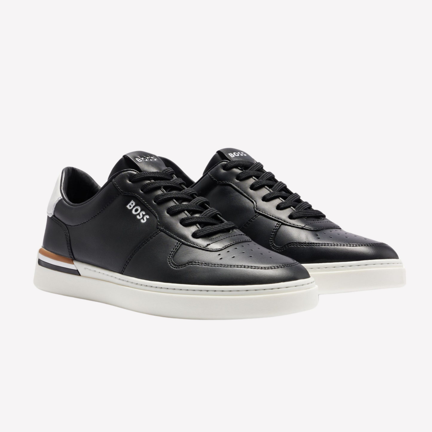 Hugo Boss Men Leather Cupsole Trainers - Black