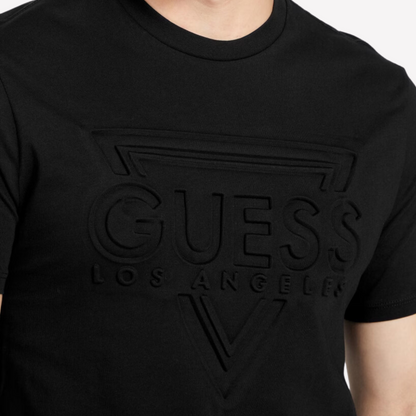 Guess Men Flynt Embossed Logo Tee - Black