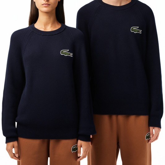Lacoste Unisex Organic Cotton Crew Sweater - Navy