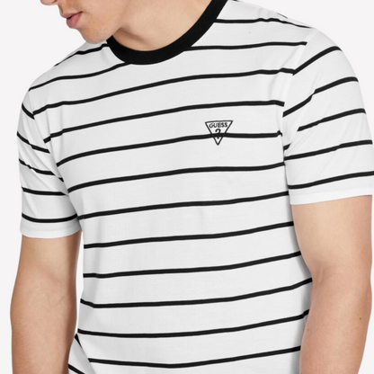 Guess Men Larry Striped Tee - White