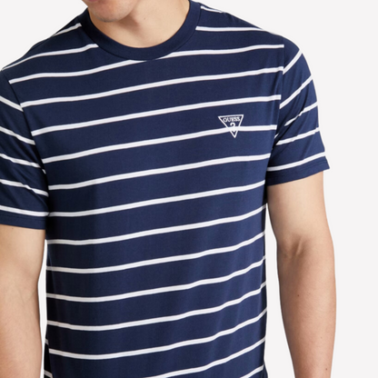 Guess Men Larry Striped Tee - Blue