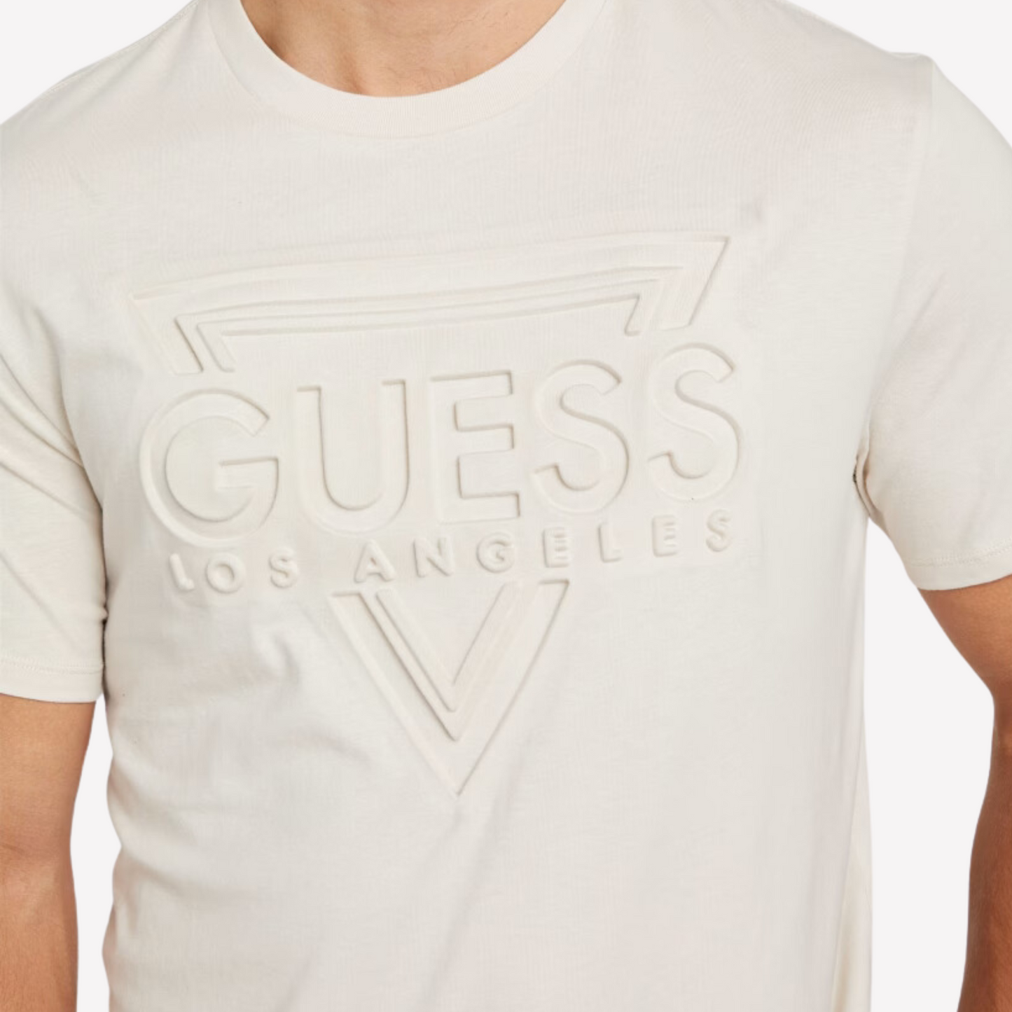 Guess Men Flynt Embossed Logo Tee - White