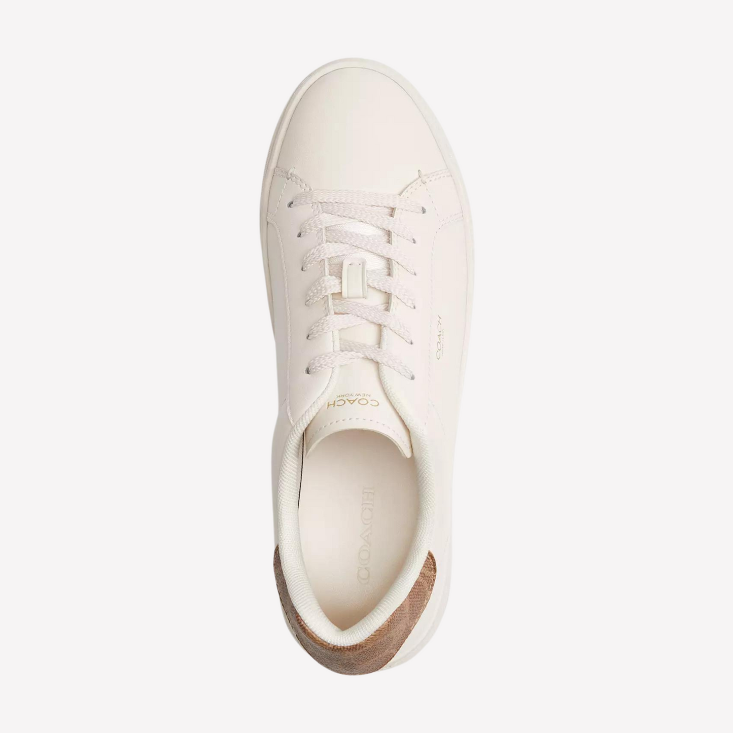 COACH Women's High Line Sneaker - Chalk Brown Khaki