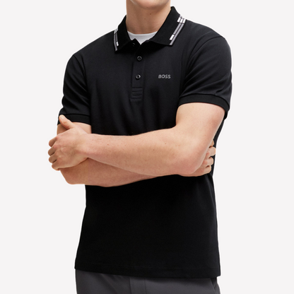 Hugo Boss Men Interlock Collar Graphic Polo - Black