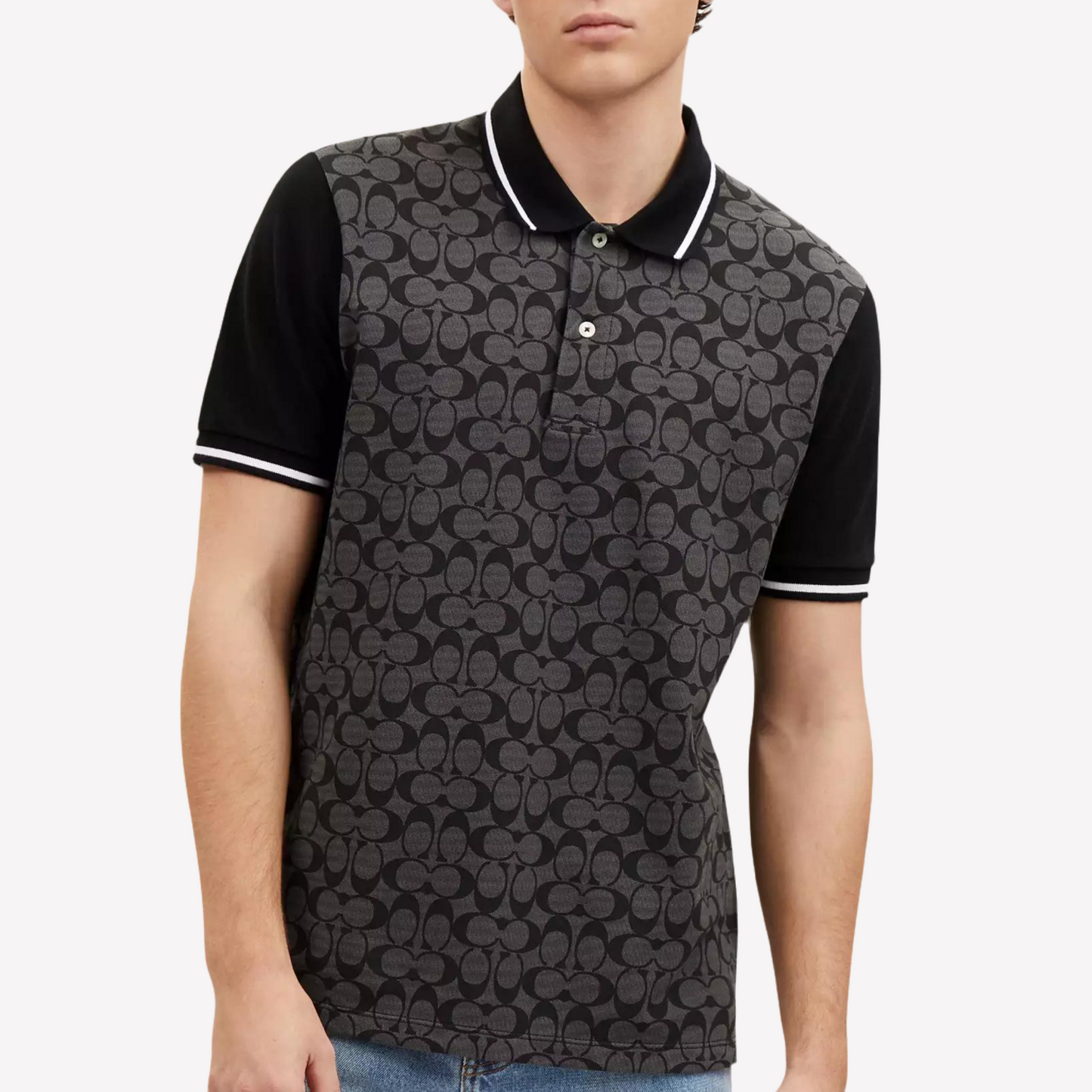 COACH Men Signature Polo - Charcoal