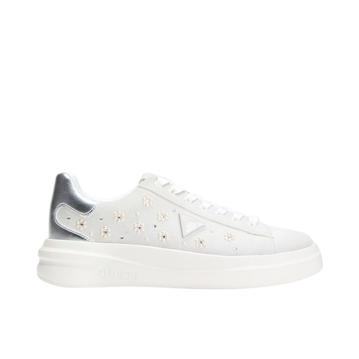 Guess Women Elbina Rhinestones Sneakers - Ivory