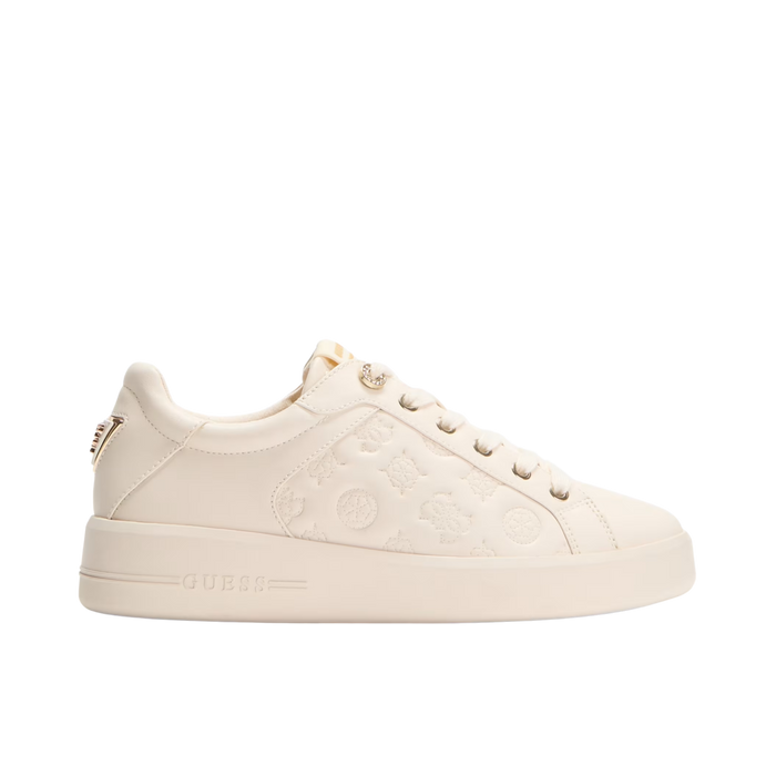 Guess Women Ronii Debossed Peony Low Top Sneakers - Light Natural