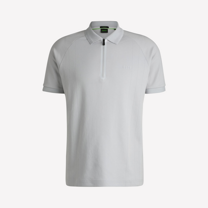 Hugo Boss Men Polo Shirt In Drop Needle - Light Grey