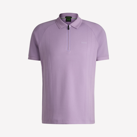 Hugo Boss Men Polo Shirt In Drop Needle - Light Purple