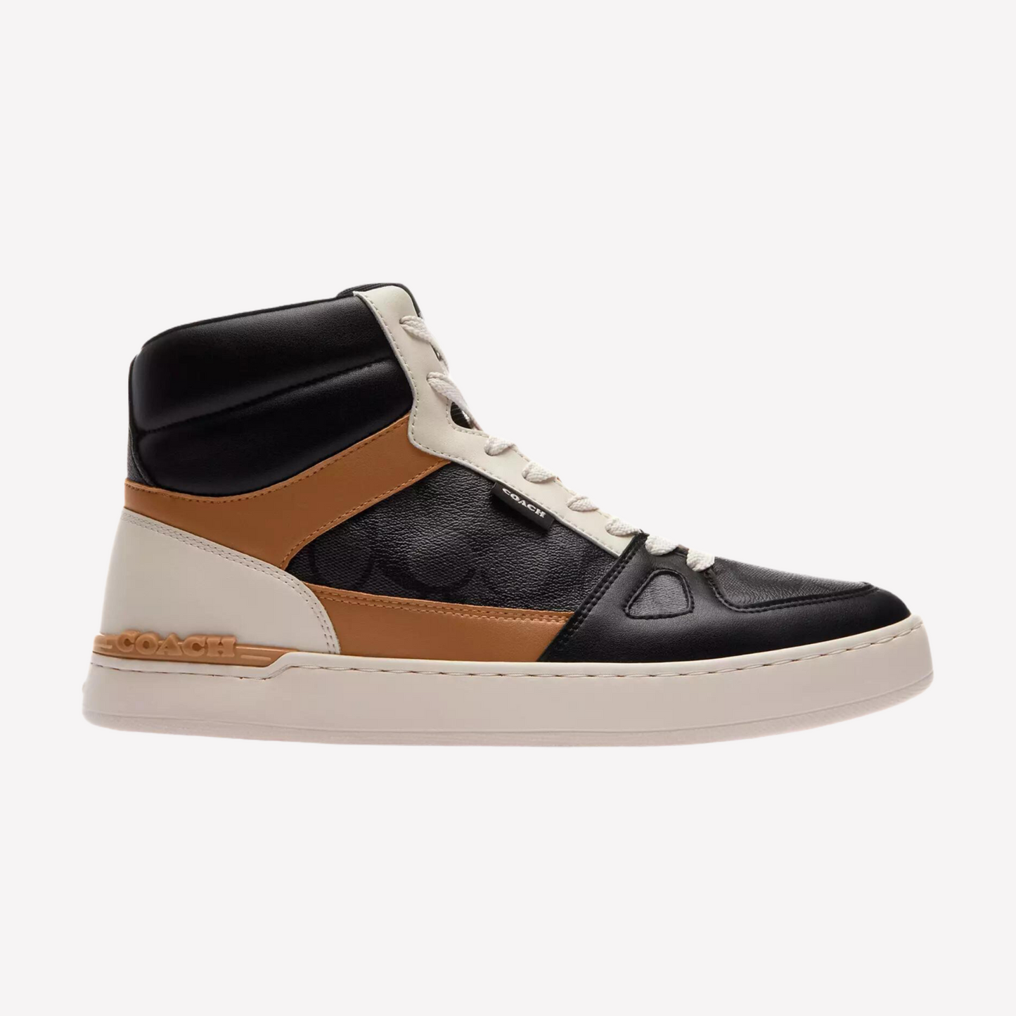 COACH Men's Clip Court High-top in Signature - Black Saddle