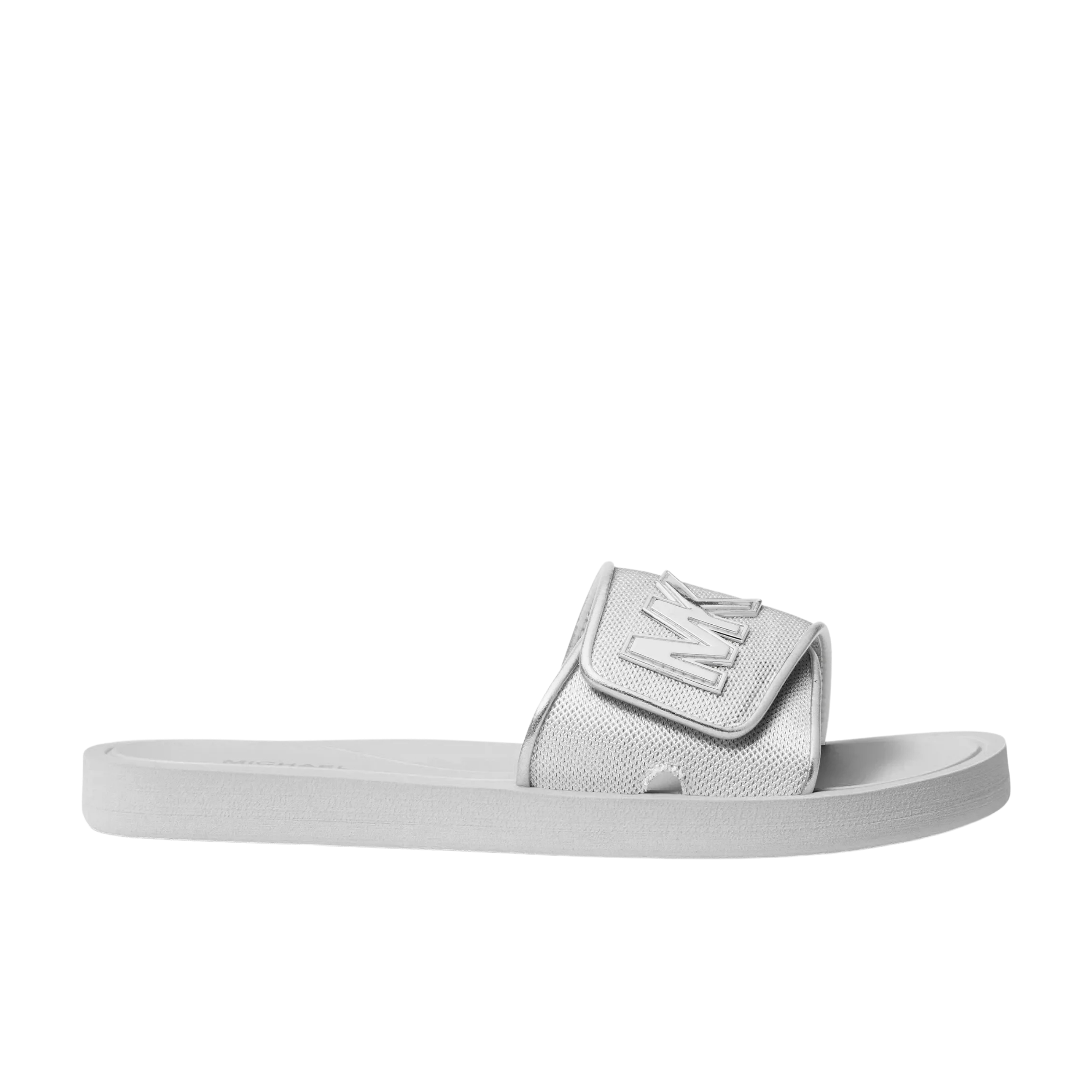 Michael Kors Women Palmer Metallic Mesh Slide Sandal - Silver