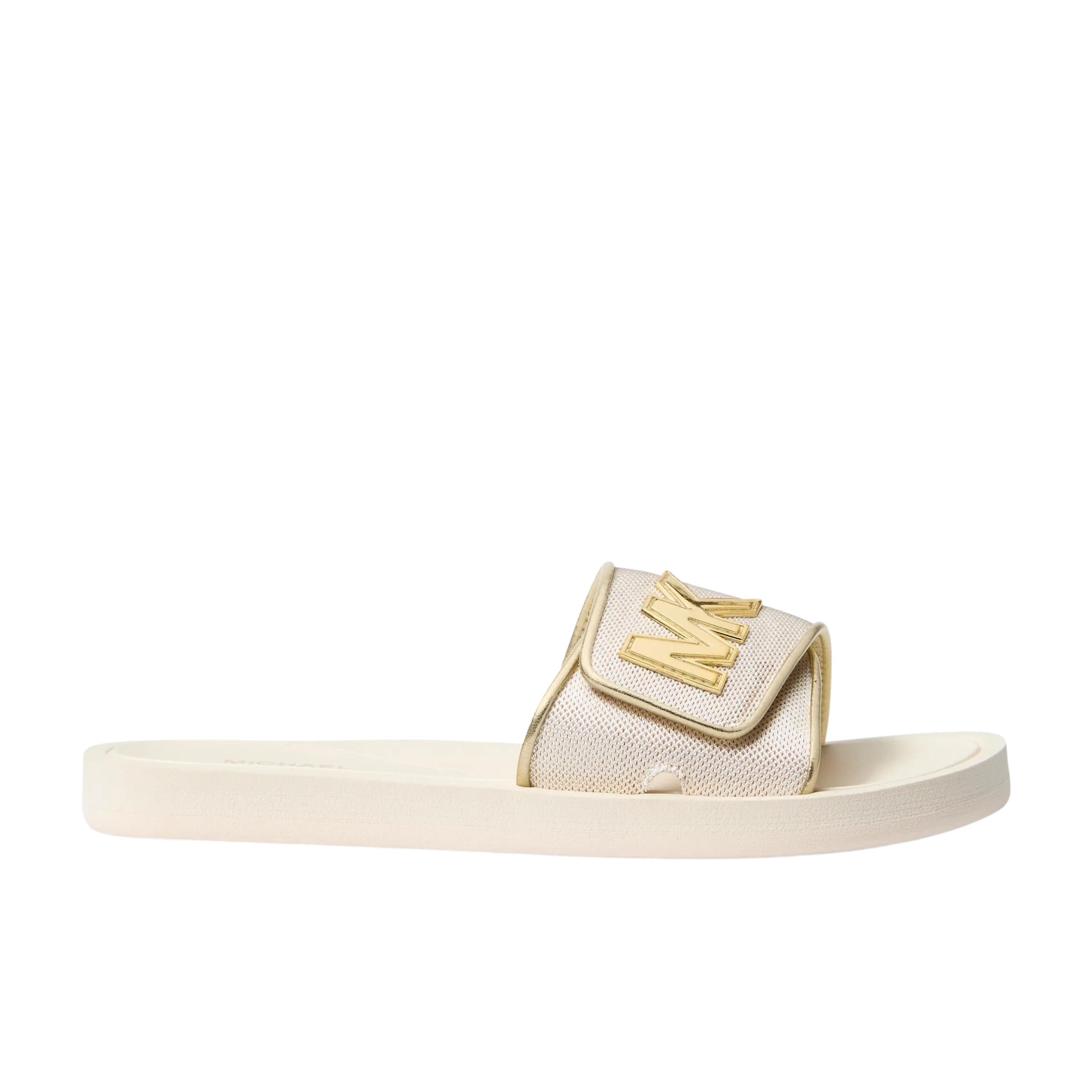 Michael Kors Women Palmer Metallic Mesh Slide Sandal - Pale Gold