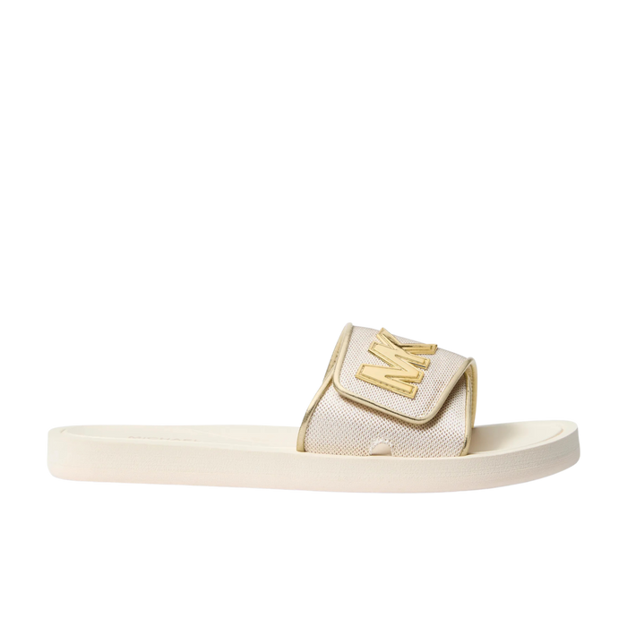 Michael Kors Women Palmer Metallic Mesh Slide Sandal - Pale Gold