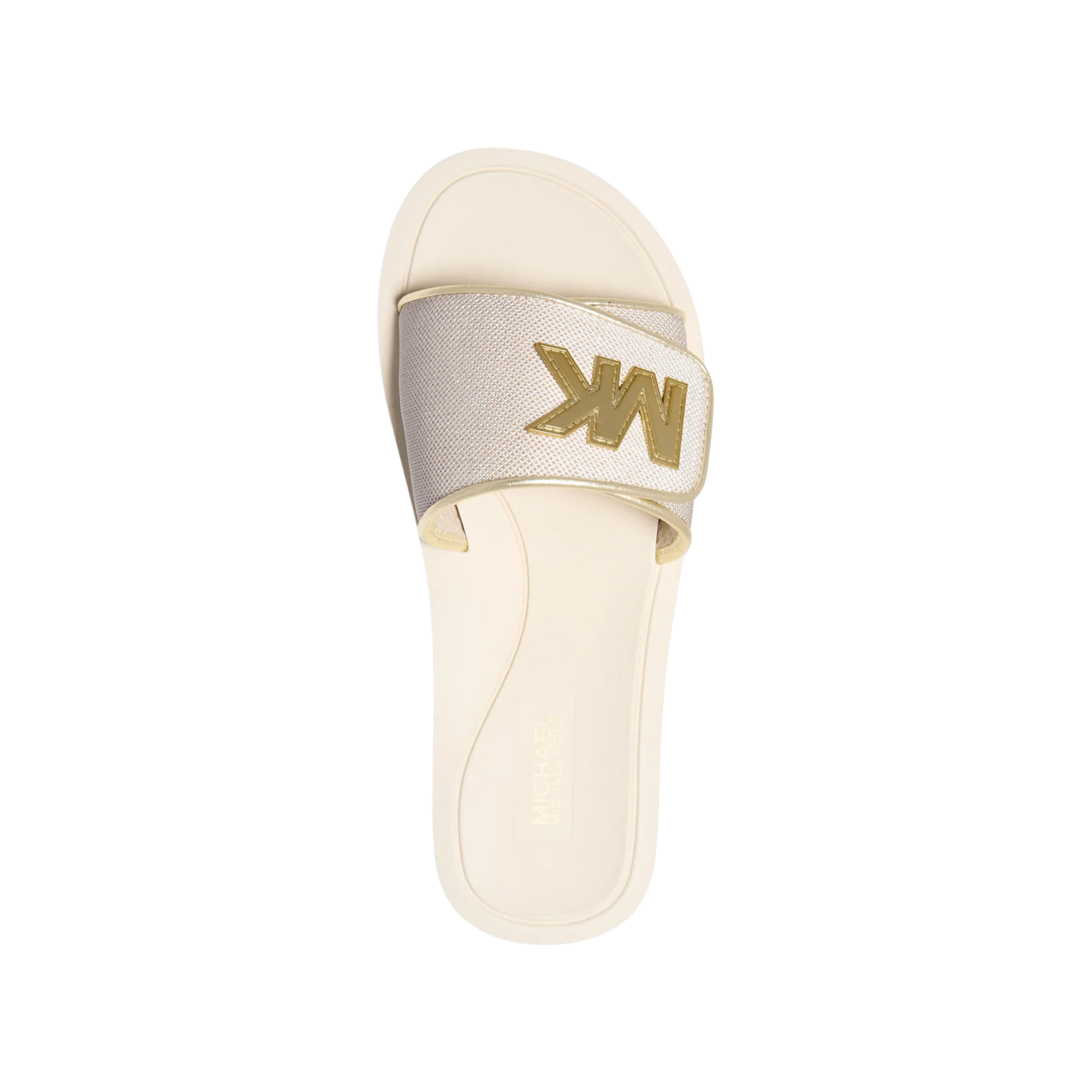 Michael Kors Women Palmer Metallic Mesh Slide Sandal - Pale Gold