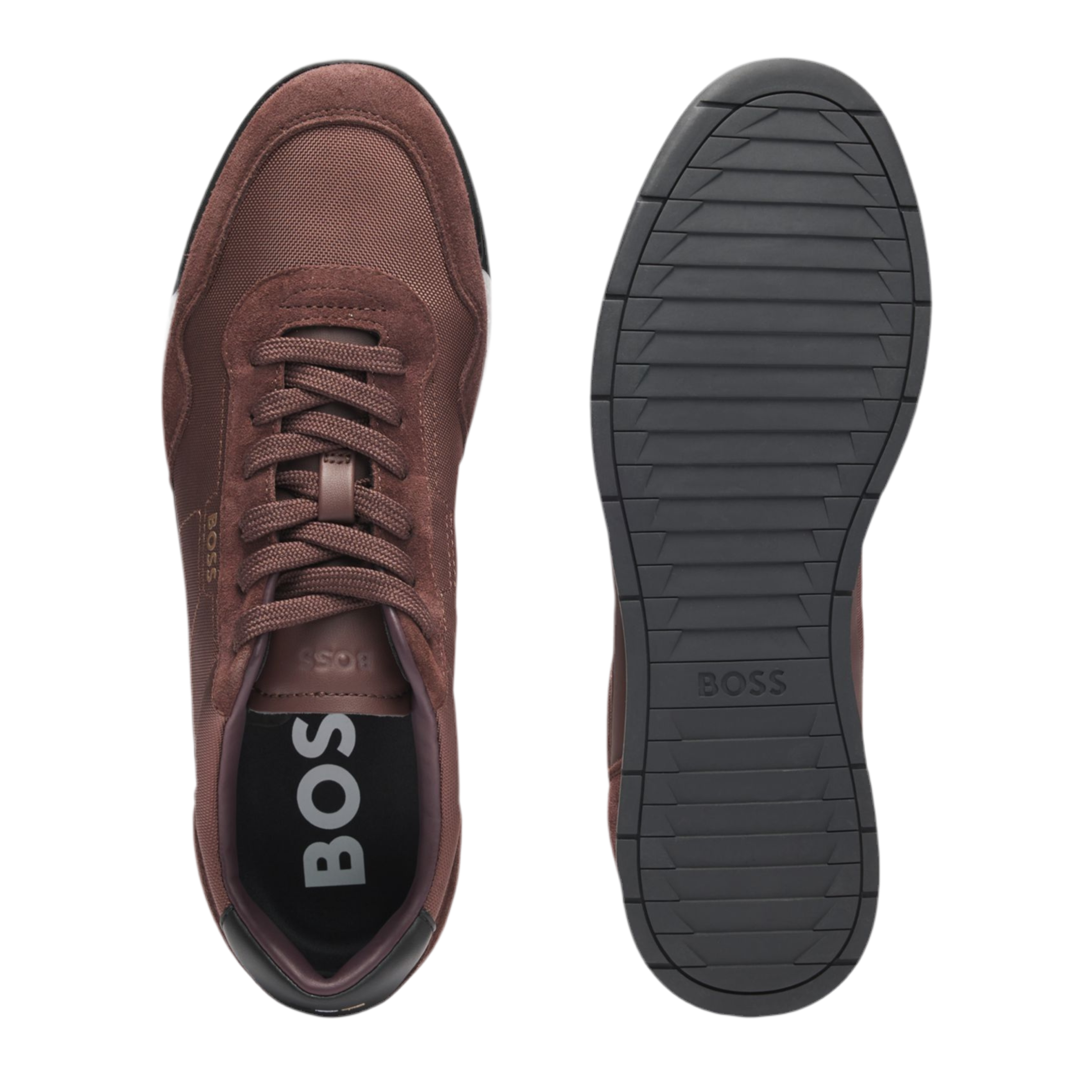 Hugo Boss Men Mixed Material Trainers - Dark Red