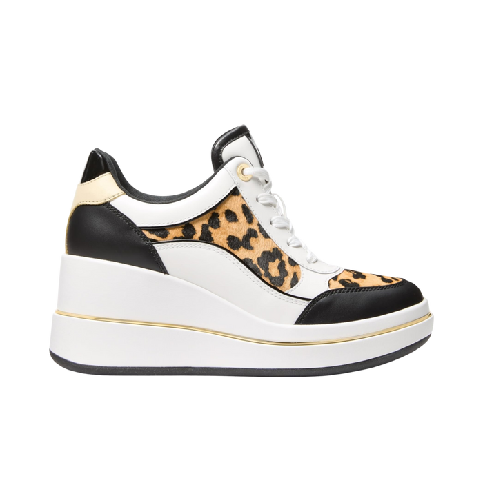 Michael Kors Women Emmy Signature Logo and Leather Wedge Trainer - Marigold