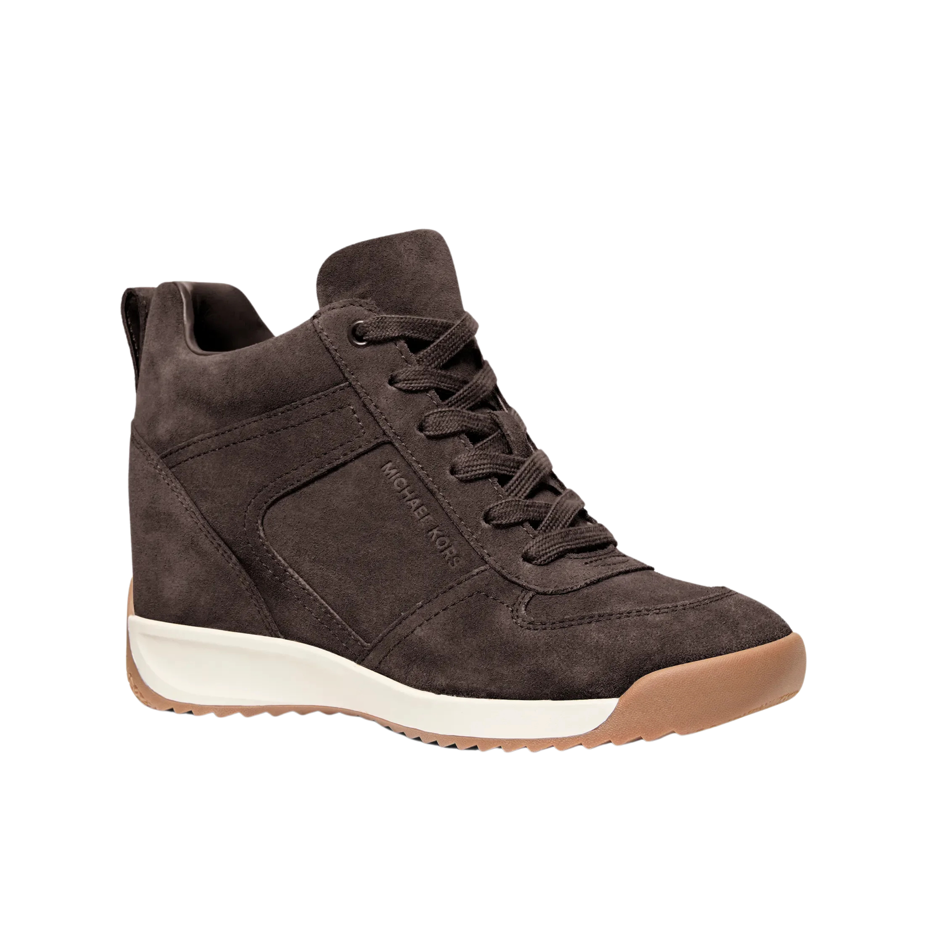 Michael Kors Women Nikko S2 Suede Wedge Trainer - Chocolate